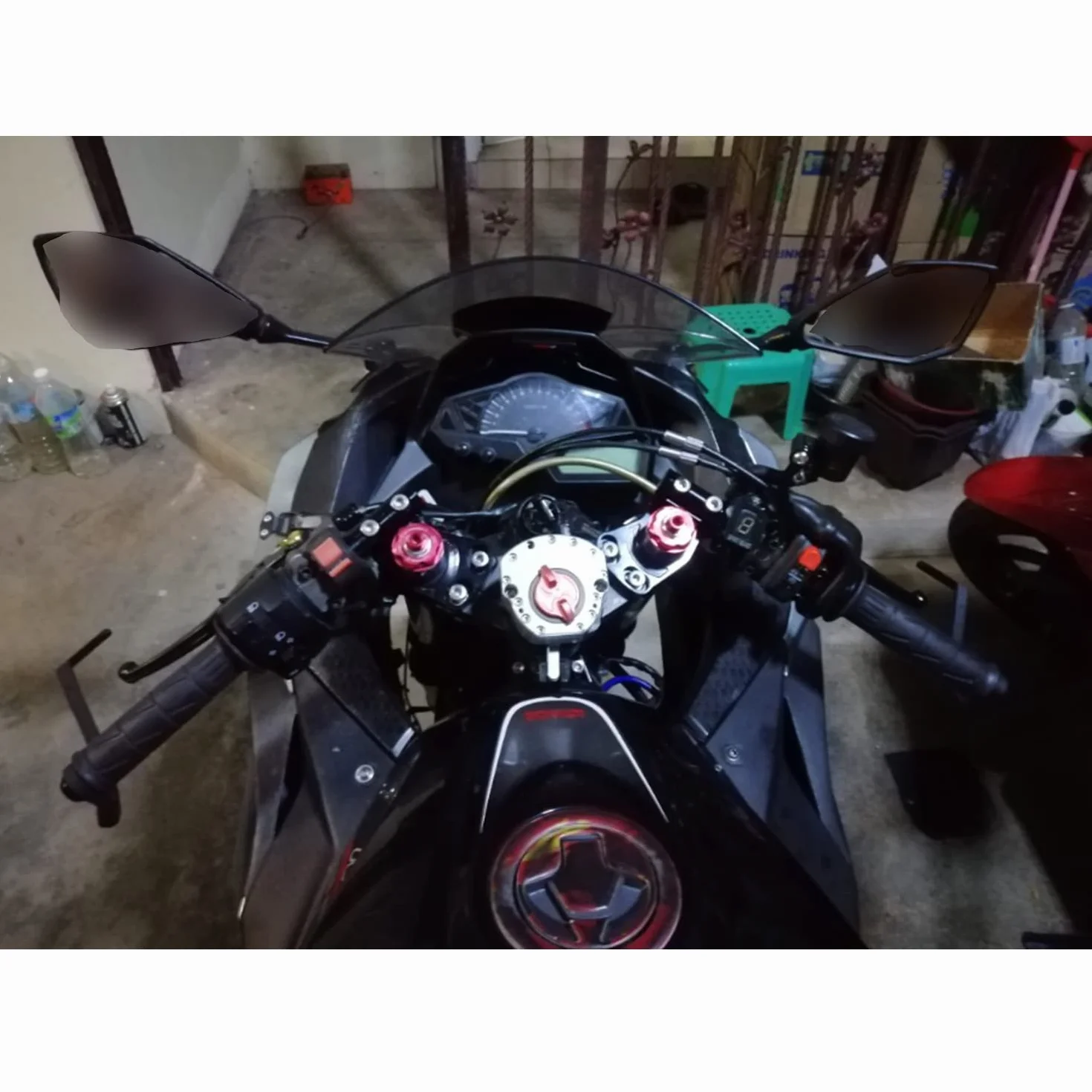 CNC aluminiowa kierownica do motocykli 37 mm pasuje do Ninja 250 2008-2012 Ninja 300 EX300 2013-2018 rura nośna Ø 37 mm Kierownica wyciszająca 22 mm rura uchwyt kolor czarny
