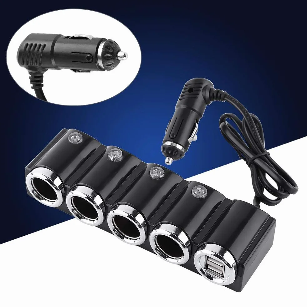 Akozon DC 12V 24V USB 4-kierunkowa zapalniczka ładowarka
