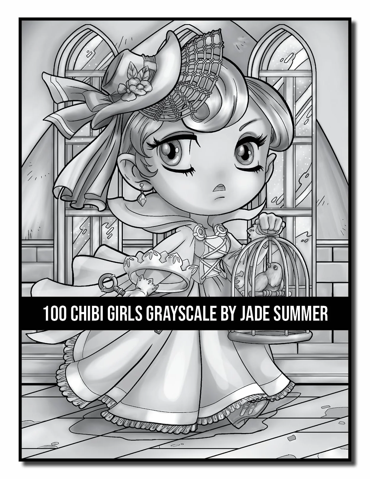100 Chibi Girls Grayscale: An Adult Coloring Book Collection with Cute Girls, Fantasy, Horror, Christmas, and More!