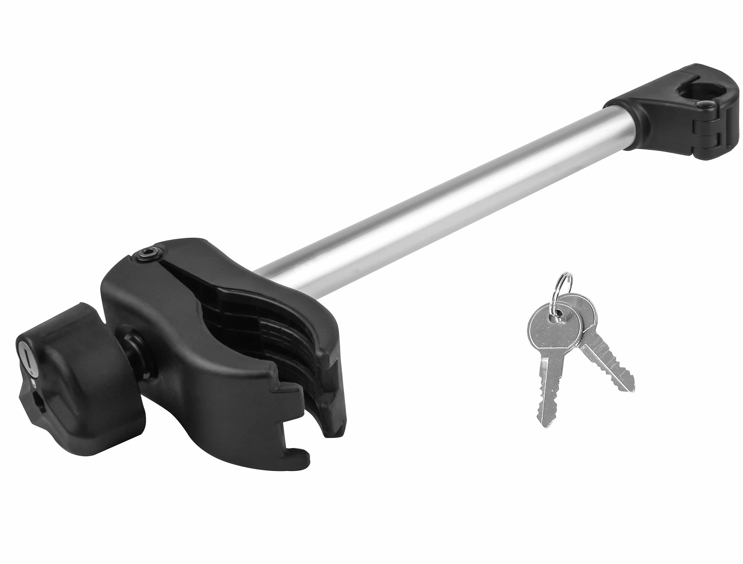 EUFAB 11238 Uchwyt na ramę długi, zamykany, do wspornika U Ø 3,0 cm, długość 31 cm, czarny/srebrny