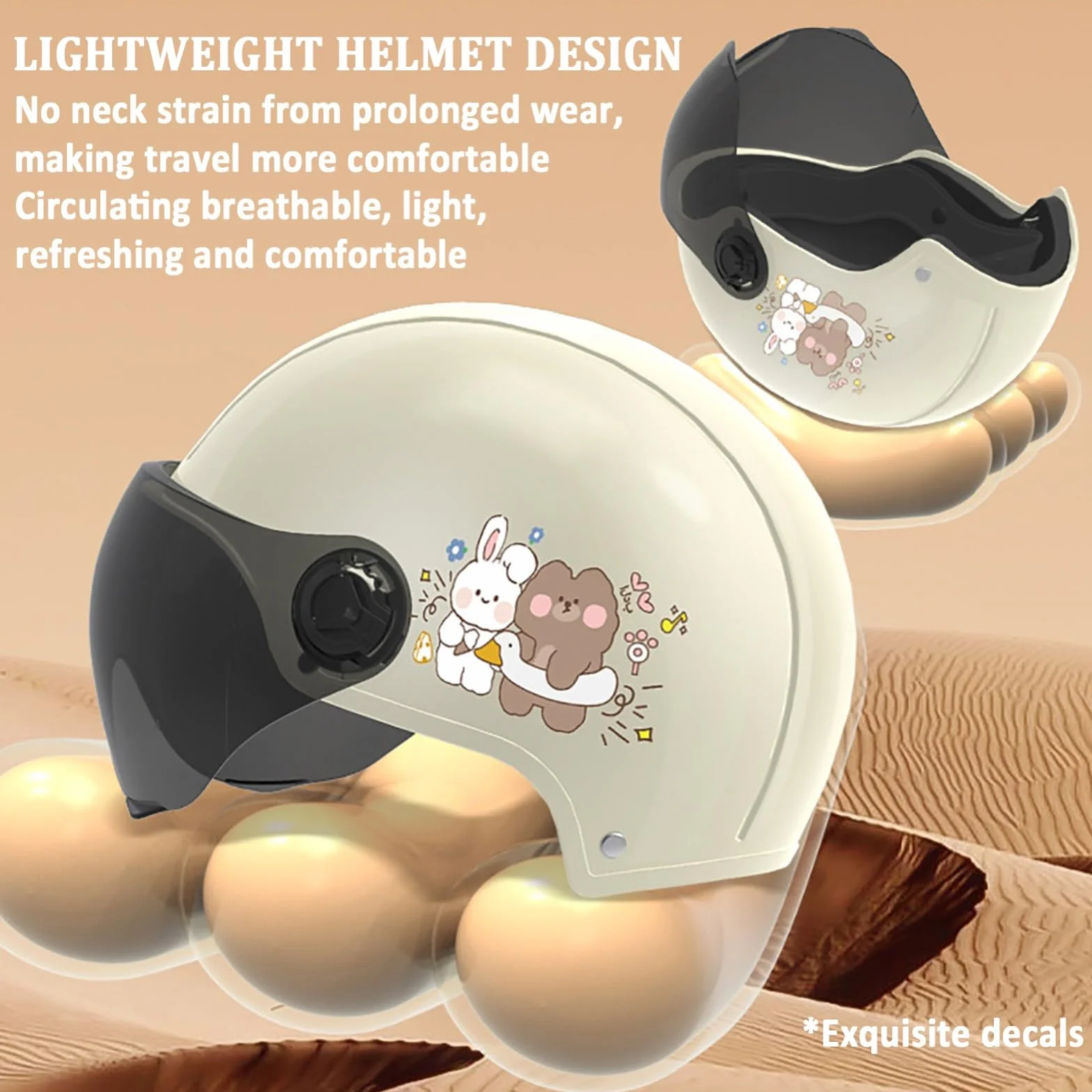Kask motocyklowy otwarty półmotocyklowy z ochroną przeciwsłoneczną ECE 22.06