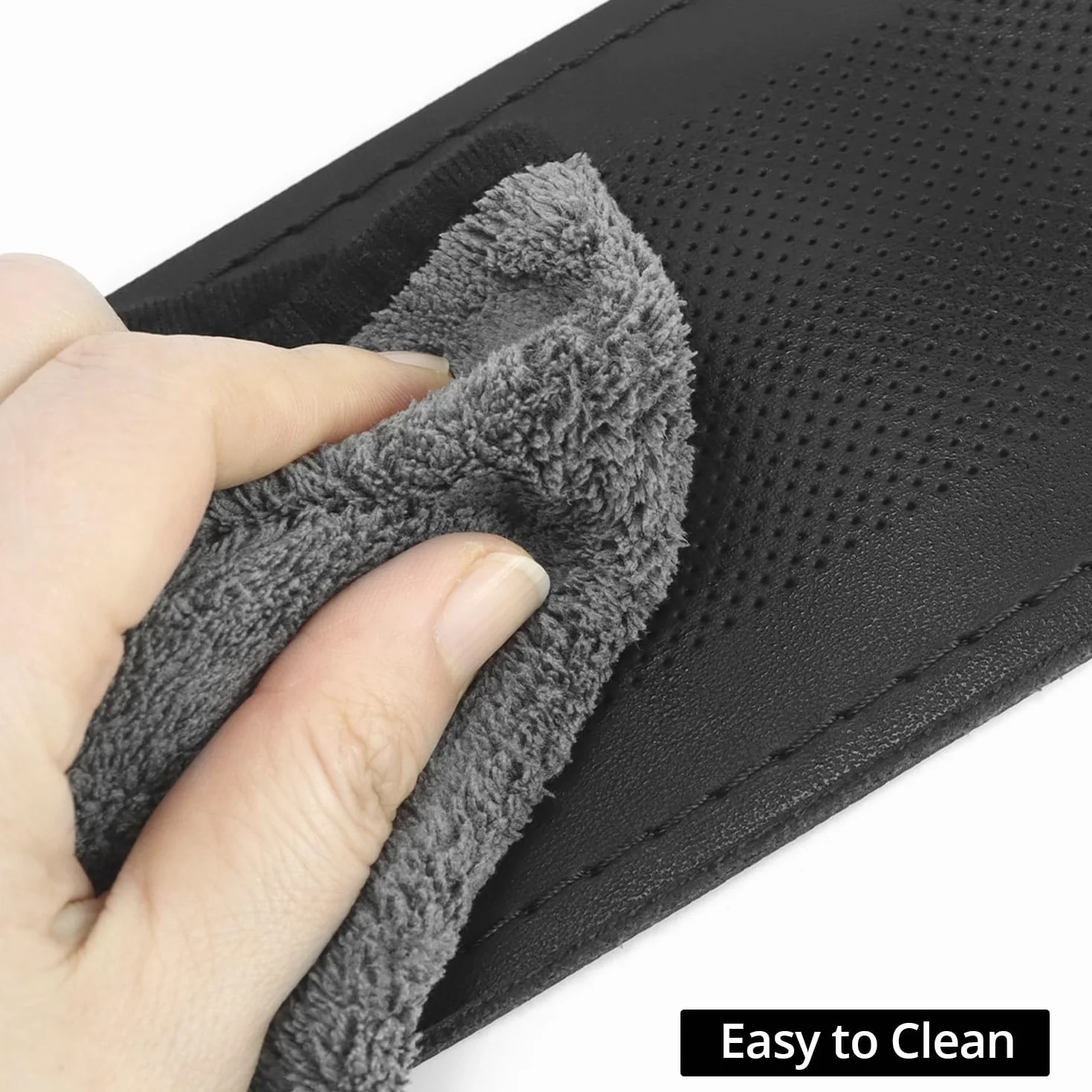 QWORK® Uniwersalny pokrowiec na kierownicę samochodu, 37–38 cm, z igłą i nicią, antypoślizgowy pokrowiec na kierownicę