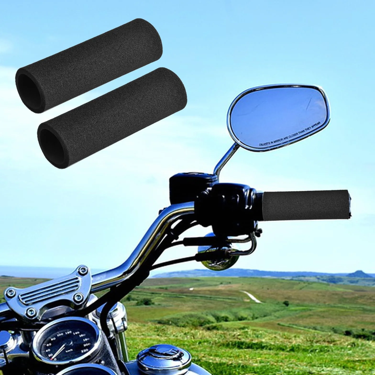 antypoślizgowe i antywibracyjne uchwyty motocyklowe z pianki, czarne, antypoślizgowe, do pokrowca na kierownicę z pianki, wygodne uchwyty motocyklowe, gąbka do motocykla, uchwyty motocyklowe