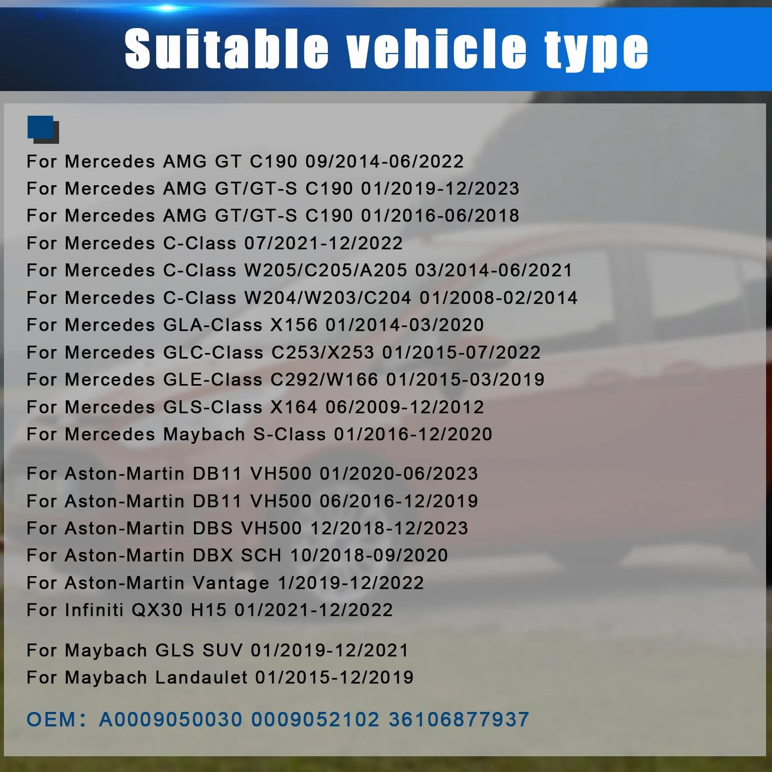Czujnik ciśnienia w oponach samochodowych, Mercedes, klasa C W205, C205, A20503, 2014-06/2021, W204, W203, TPMS, kompatybilny z TPMS Mercedes GLE-Class W166 01 2015-03/2019 A0009050030