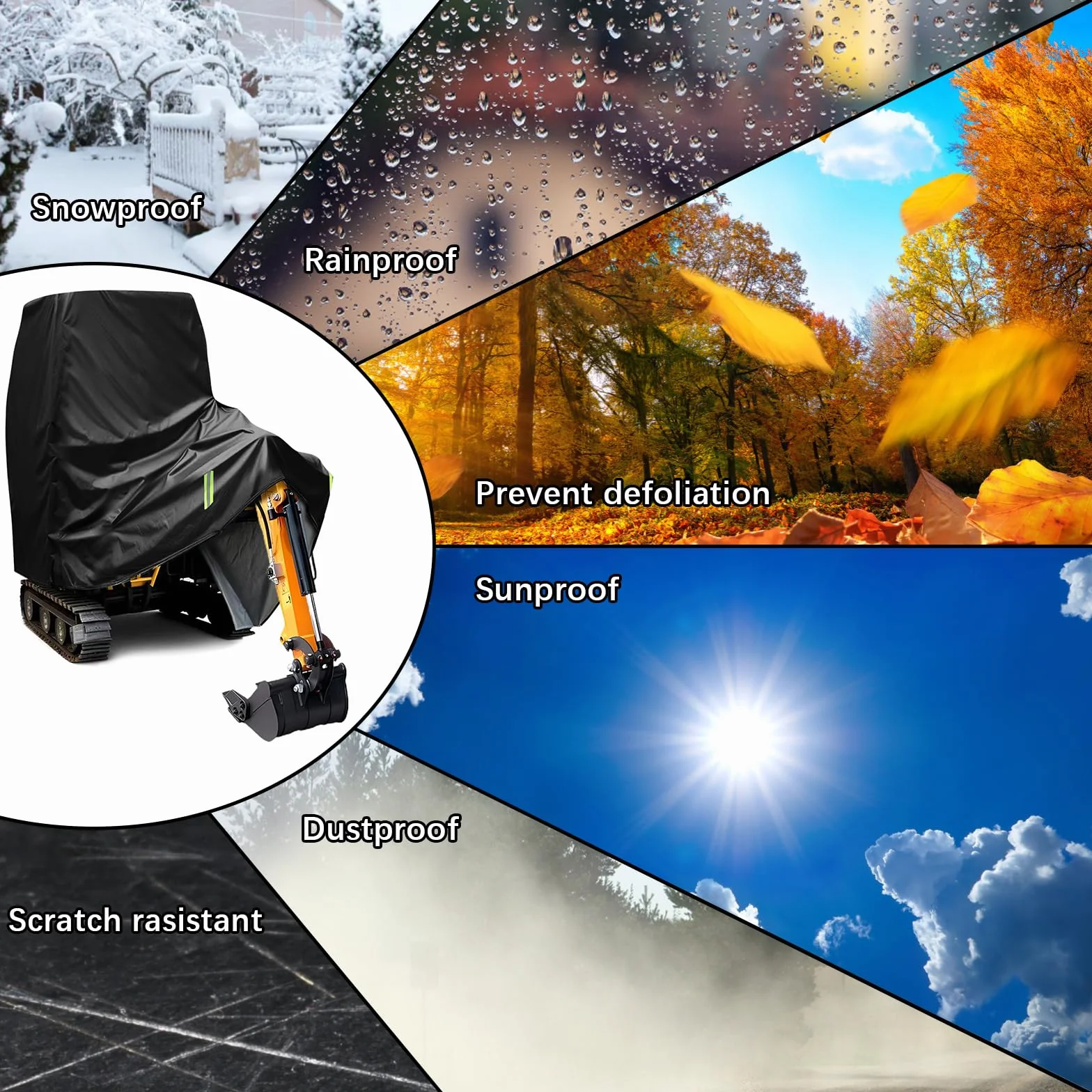 LIROPAU pokrowiec ochronny na minikoparkę 210D wiatroszczelny paski odblaskowe UV