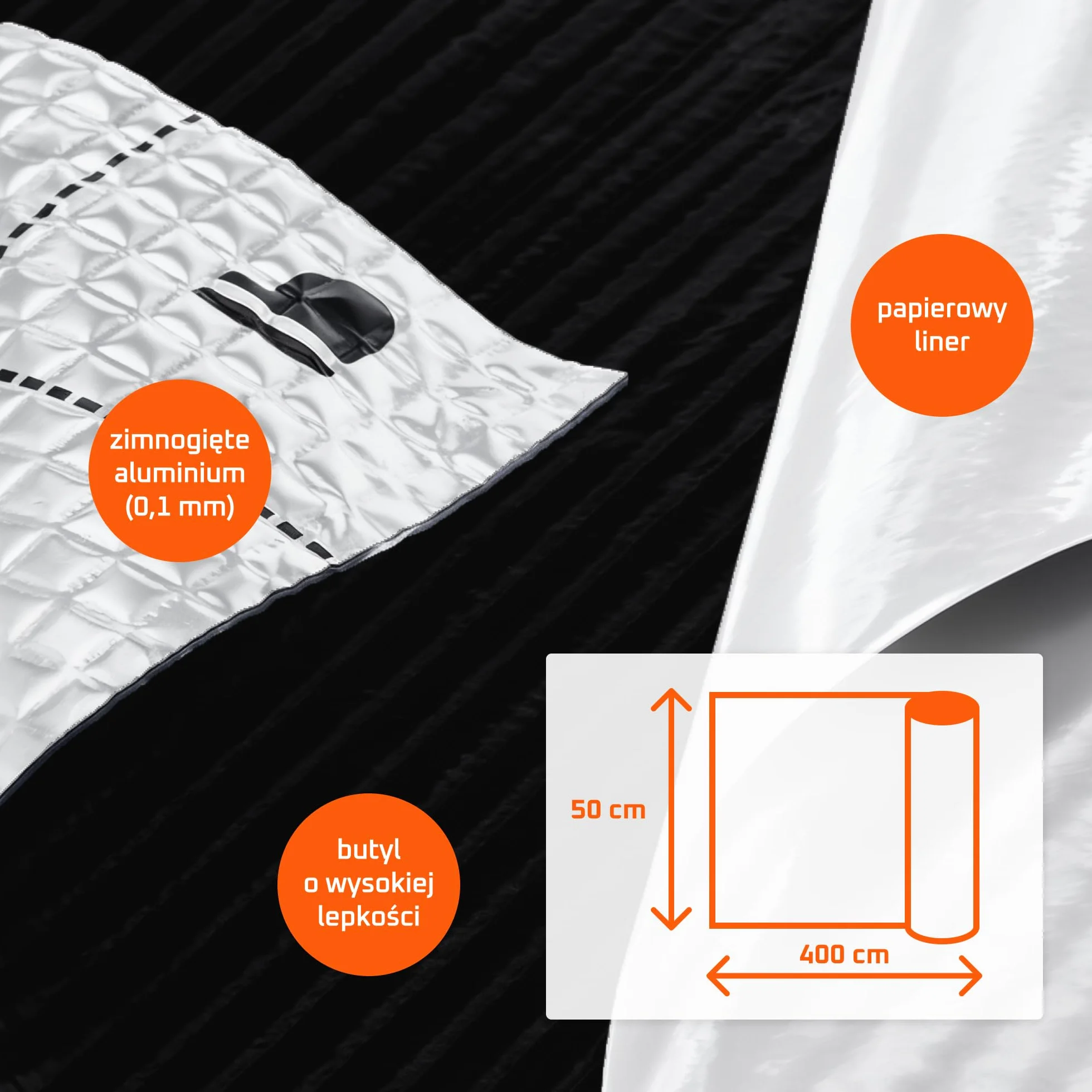 Mata Alubutylowa AB2s 2 mm 2m² Samoprzylepna Izolacja Akustyczna Redukcja Hałasu Drgań Aluminium 100 µm