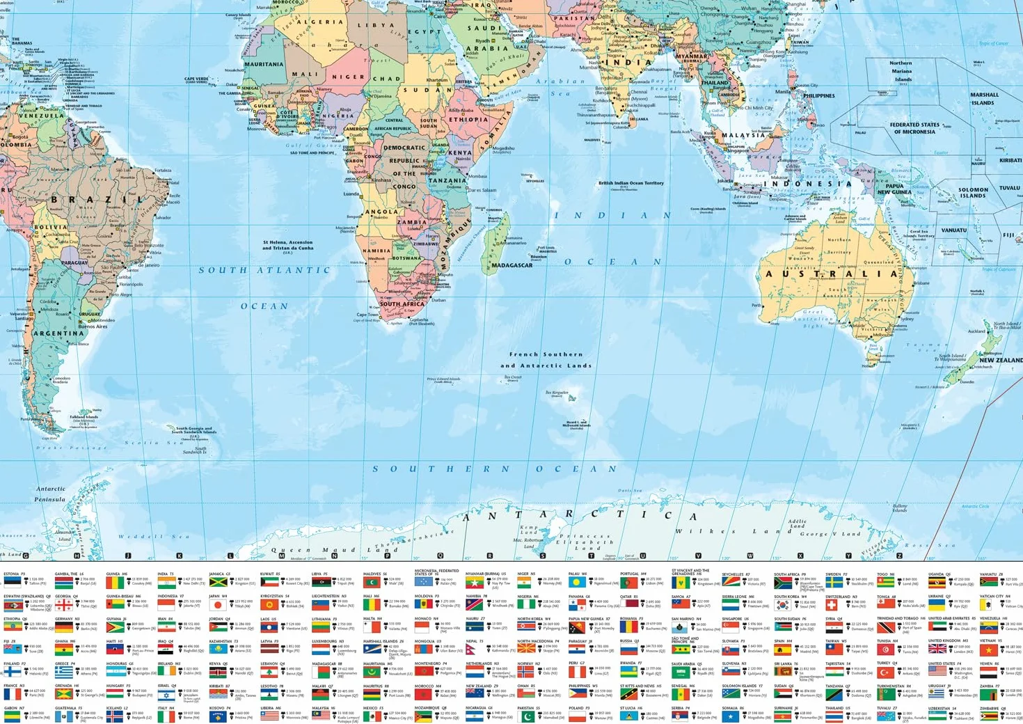 Collins Large World Wall Laminated Map (70 x 91.5 cm): Laminated map with flags, perfect for classroom, office and home