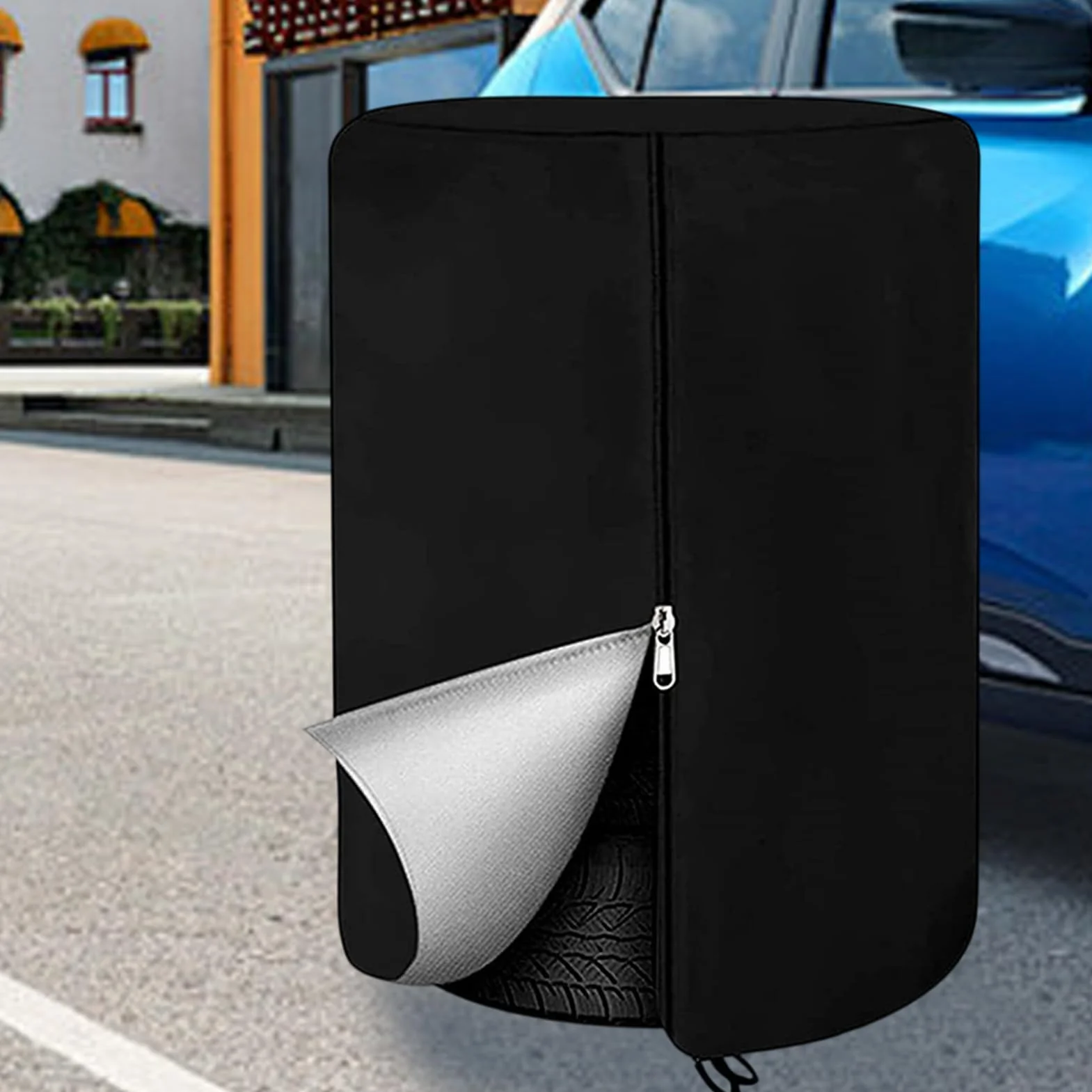 Trailer Tire Cover, Waterproof Spare Tire Storage Bag, Heavy-Duty 420d Oxford Fabric, Large Capacity & Outdoor Wheel Organization for Trucks Trailers, 43.31x28.74x28.74 Inches
