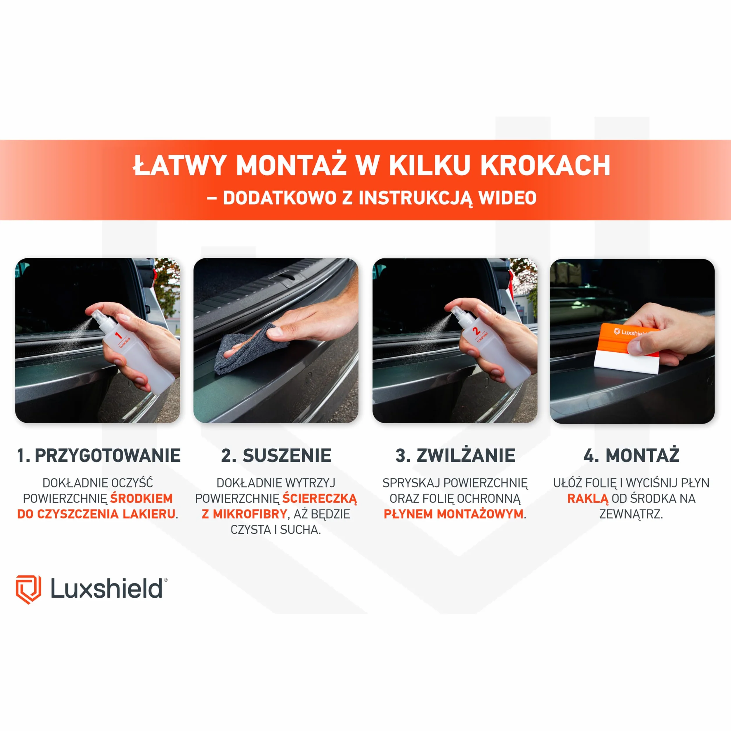 Luxshield folia ochronna na krawędź załadunkową kompatybilny z Audi Q6 SUV e-tron GF I 2024-2026 - ochrona przed zarysowaniami, folia ochronna na lakier - przezroczysty błyszczący