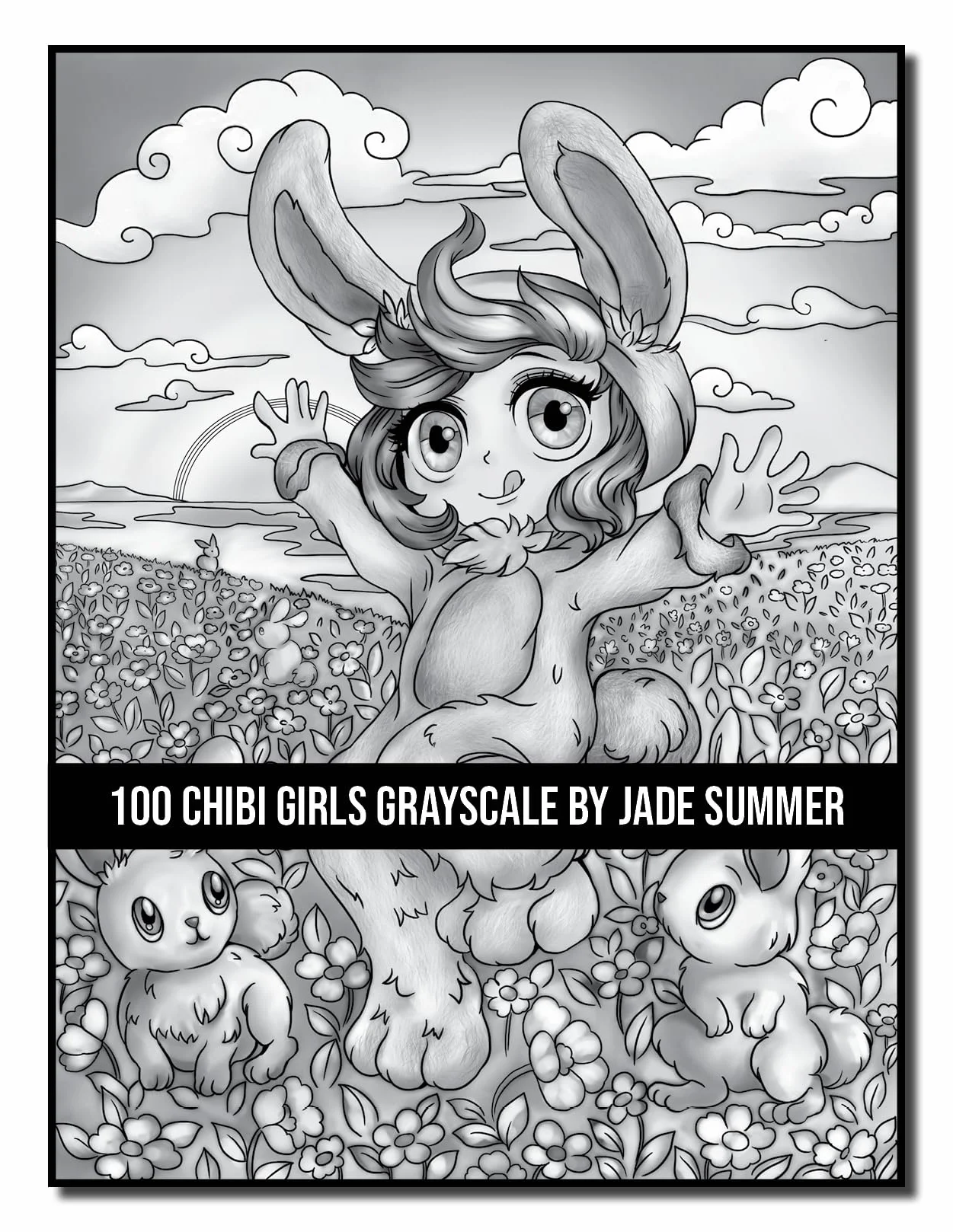 100 Chibi Girls Grayscale: An Adult Coloring Book Collection with Cute Girls, Fantasy, Horror, Christmas, and More!