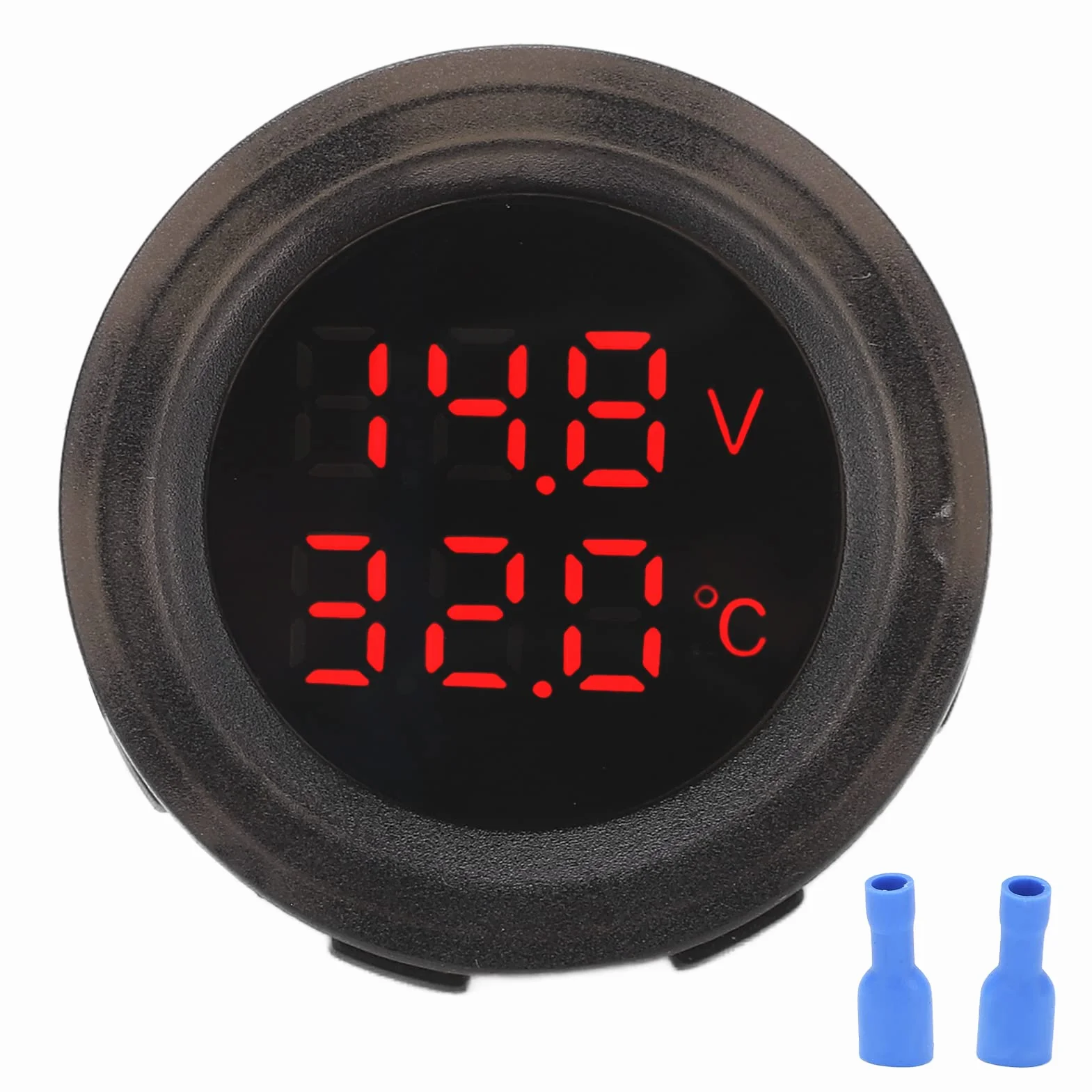 Termometr samochodowy, 12 V-24 V, podwójny wyświetlacz, termometr samochodowy, wodoszczelny, cyfrowy woltomierz, monitor temperatury, termometr detektor, ładowarka do akumulatora i promotor
