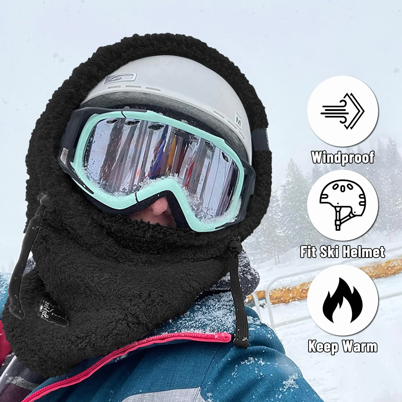 Senllen Kominiarka zimowa polarowa wiatroszczelna maska narciarska termiczna ocieplacz na szyję
