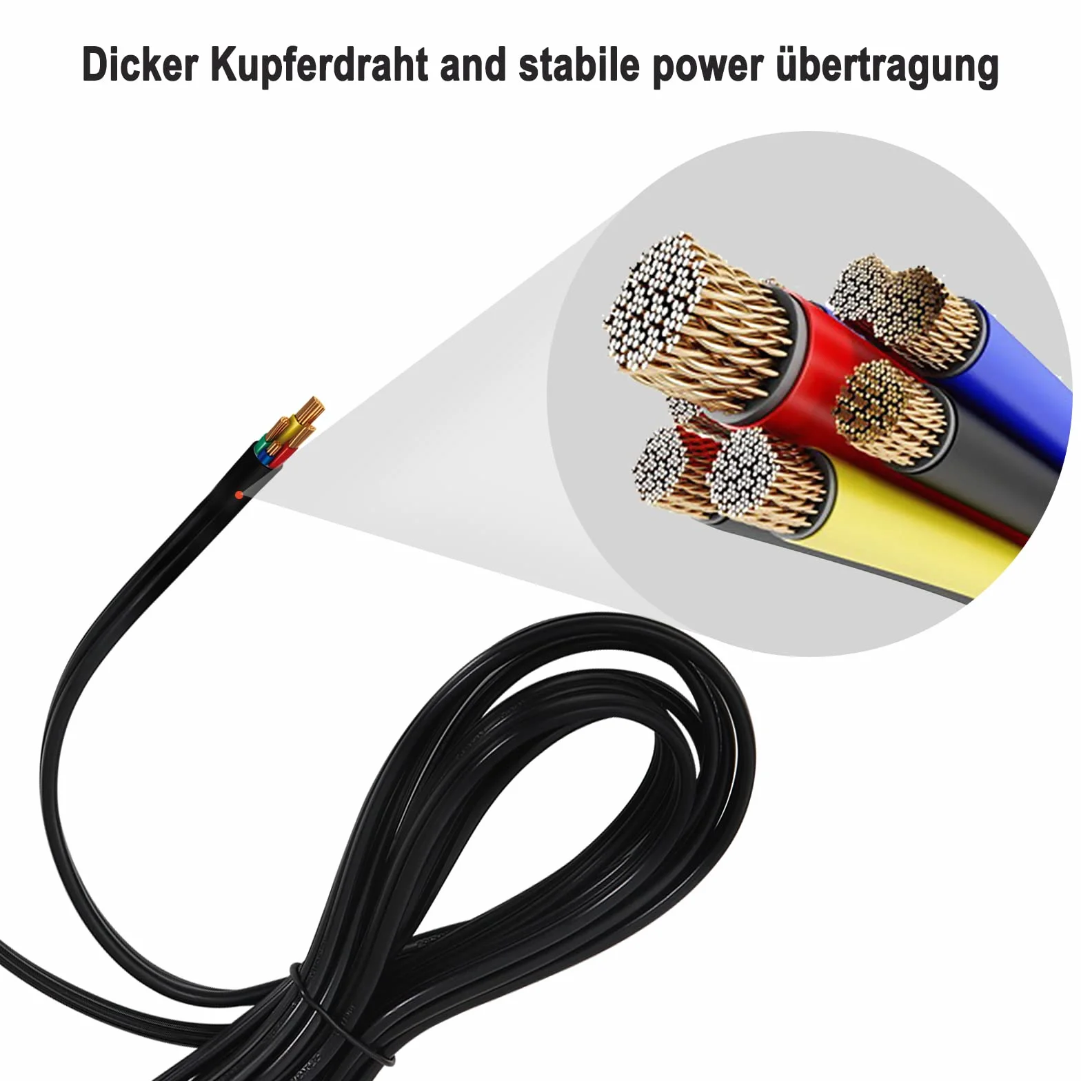 WOLTU Kabel przedłużający, 3,5 m, 12 V DC, zamiennik do samochodu, lodówki, mini lodówki, 2-biegunowy kabel, wtyczka do lodówki (czarny)