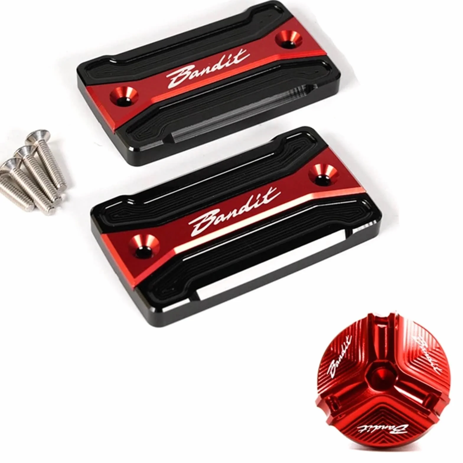 LOTFI Fit For SUZUKI BANDIT 650 GSF S650 Bandit 1250 S 1200/1200S Accessories Motorcycle Brake Fluid Reservoir Cover Engine Oil Filler Cap (Size : A Set Red)
