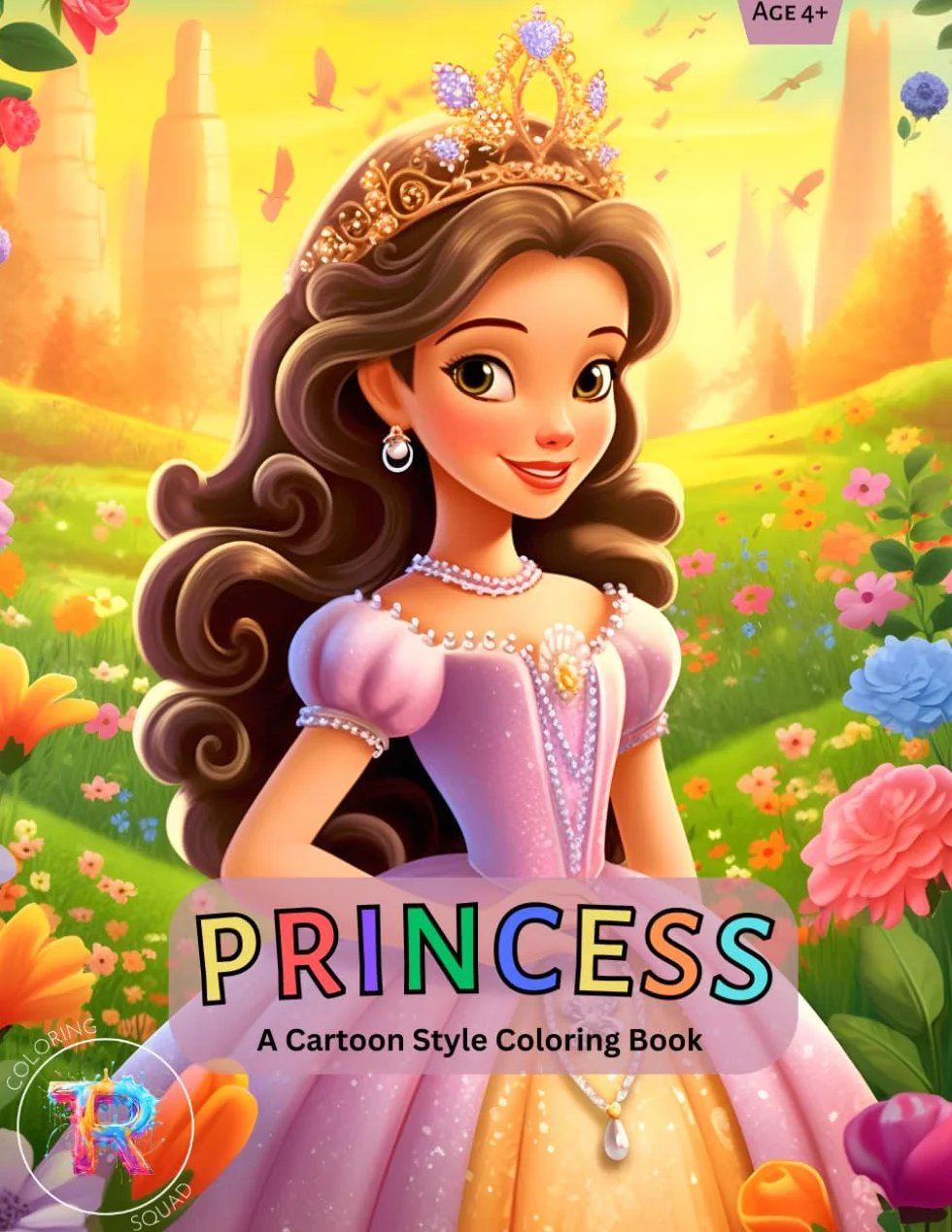 Princess A Cartoon Style Coloring Book: 50+ Charming Cartoon Princesses doing different activities. Bring them to life with your colors and imagination.