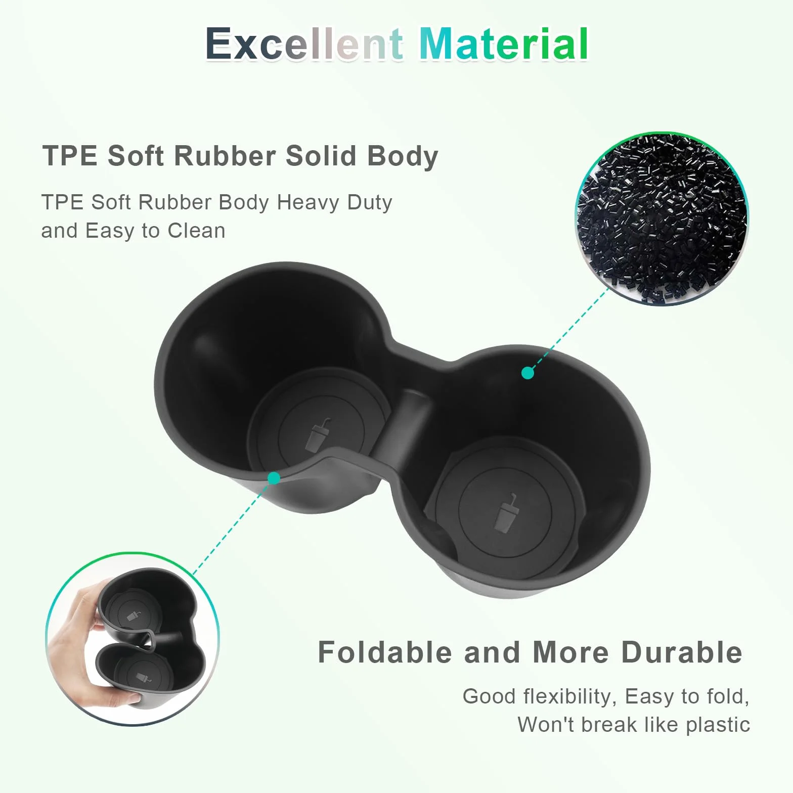 GAFAT Uchwyt na Napoje do Tesla Model Y Juniper Standard 2025 2026/ Model 3 Highland 2024-2026, Uchwyt na Nowego Kubki Konsoli Środkowej z Miękkiej Gumy TPE, Tesla Y 2025 Accessoires, Antypoślizgowy