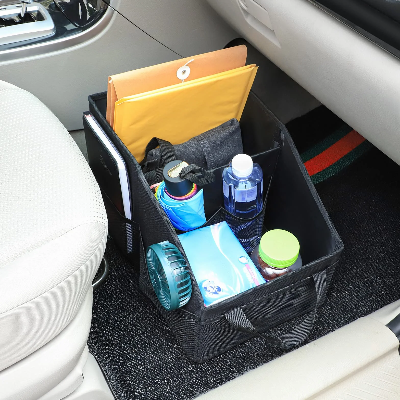 Auto Organizer z Podziałem, Uchwytami i Kieszeniami Siatkowymi
