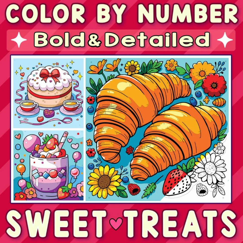 Color By Number Bold & Detailed Sweet Treats: A Deliciously Fun and Adorable Adventure to Satisfy Your Cravings with Every Shade