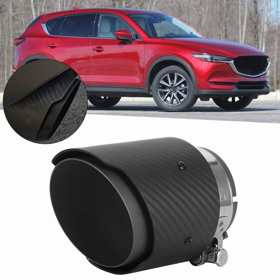 Tylna klapa wydechowa, wlot 80 mm Wylot 101 mm klapa tylna z włókna węglowego, prosta, matowa końcówka rury wydechowej, pasuje do CX5 CX4 (matowa czerń)
