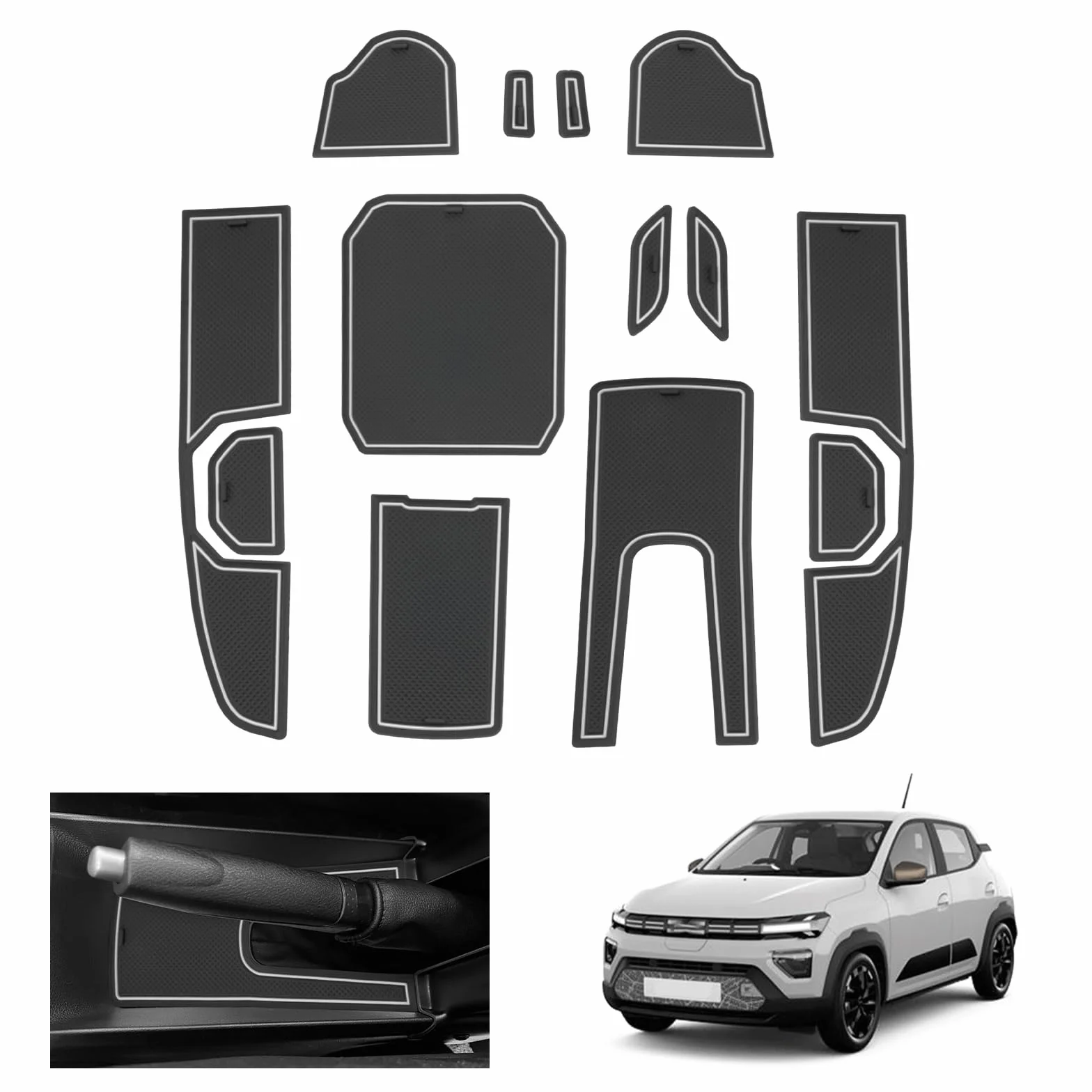 [Dacia] GAFAT Dacia Electric EV 2025/2026, mata antypoślizgowe, spring, gumowe maty do konsoli i szwów drzwiowych, uchwyt na kubek