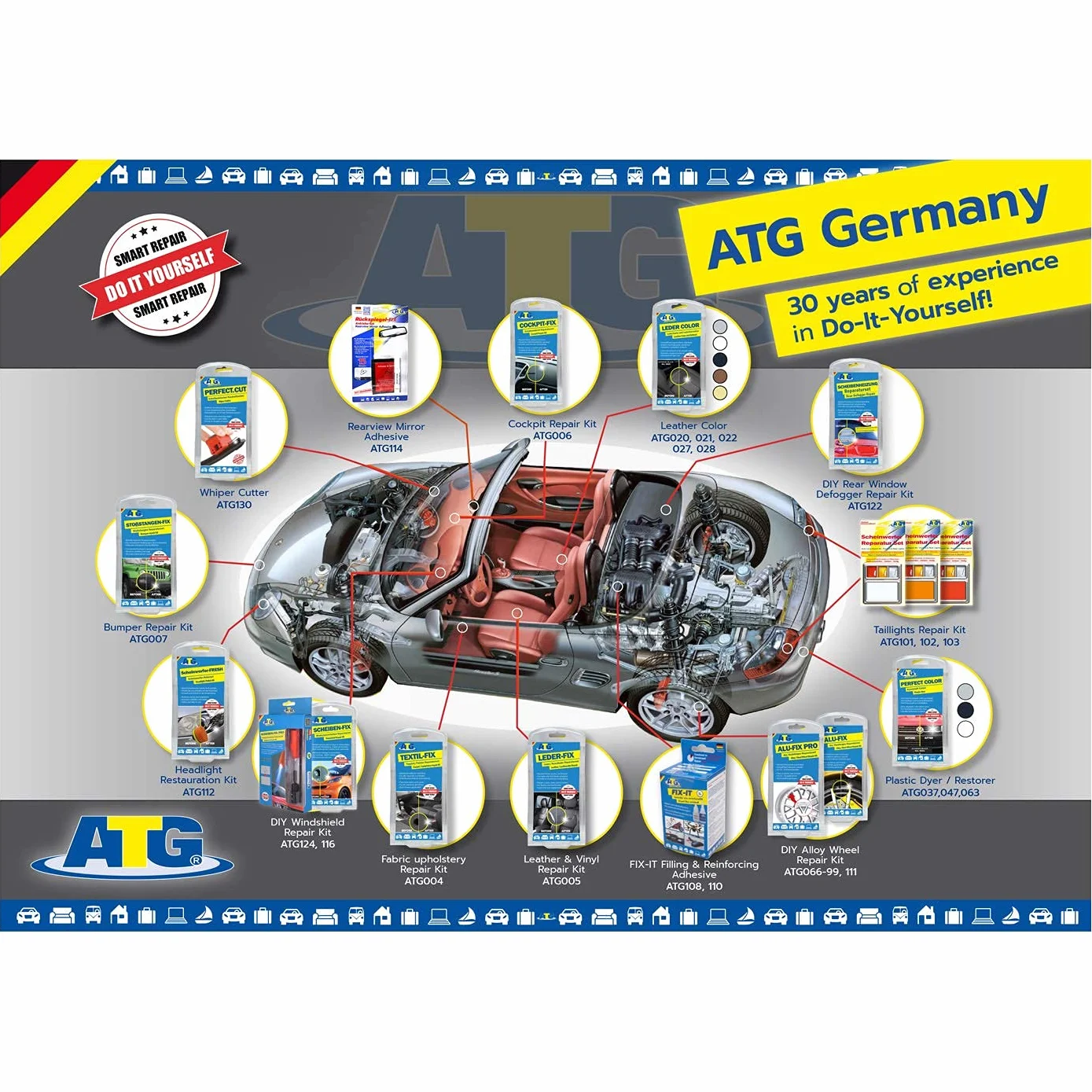 ATG® Zestaw do naprawy plastiku samochodowego – naprawa zderzaków i elementów z tworzywa, usuwa rysy, pęknięcia i dziury, szybka i trwała naprawa bez lakier