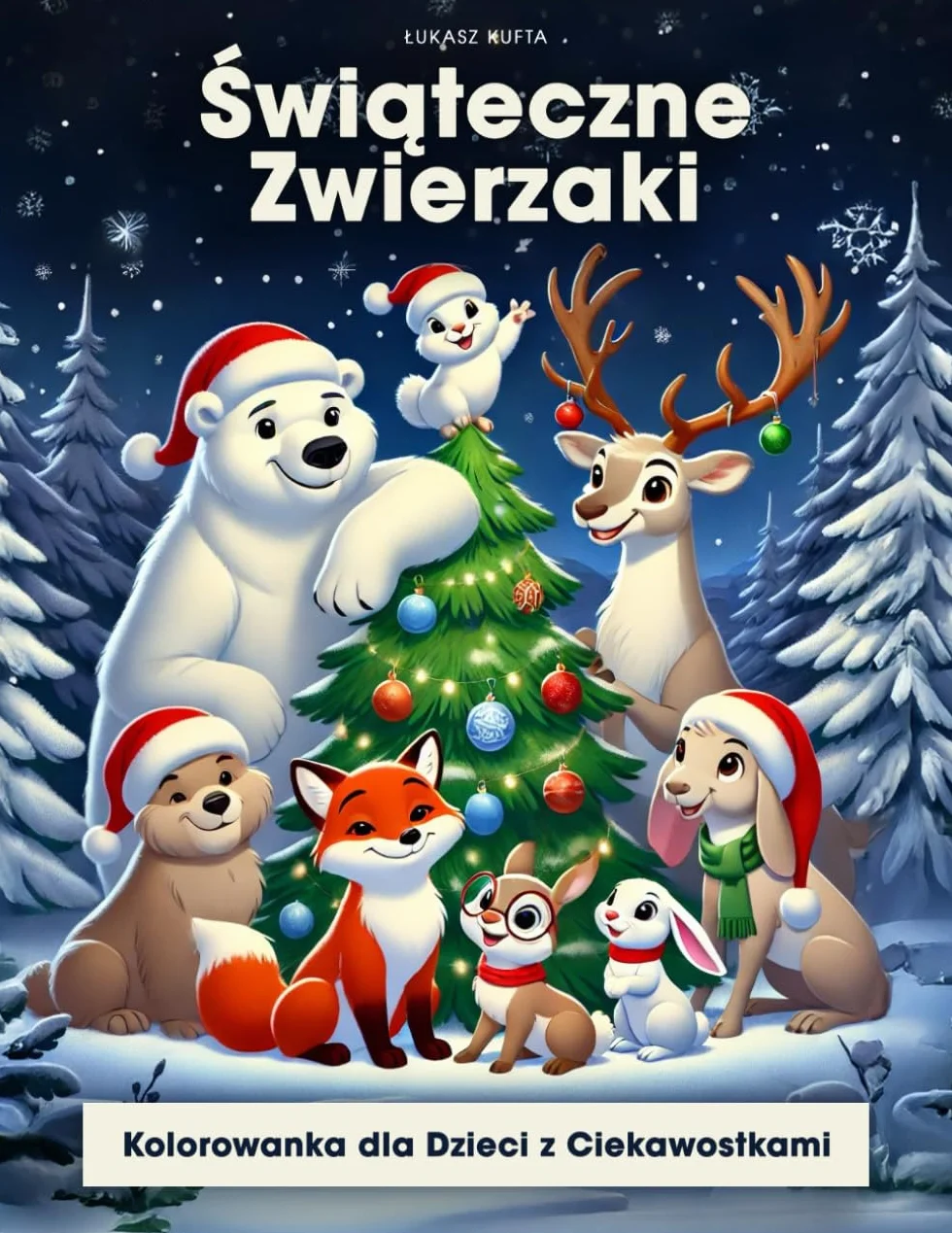 Świąteczne Zwierzaki – Kolorowanka dla Dzieci z Bożonarodzeniowymi Ciekawostkami: Rozkoszne Ilustracje Zwierząt w Świątecznym Klimacie oraz Fascynujące Fakty o Tradycjach Bożonarodzeniowych