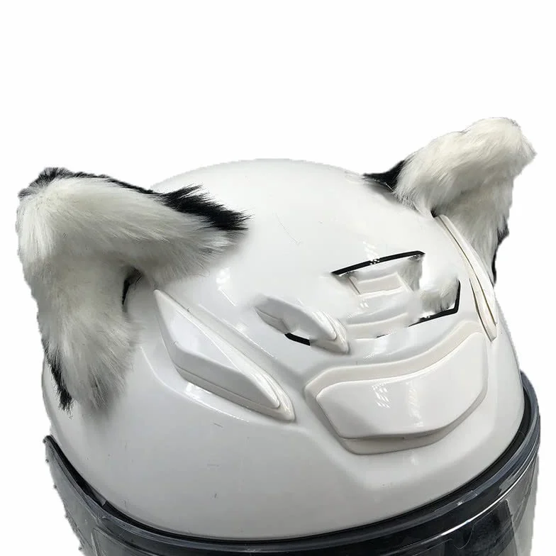 Dekoracja na kask motocyklowy, 2 sztuki, uszy na kask motocyklowy + ogon, dekoracja słodkiego pluszu w kształcie kociego ucha, dekoracja, naklejka na kask motocyklowy