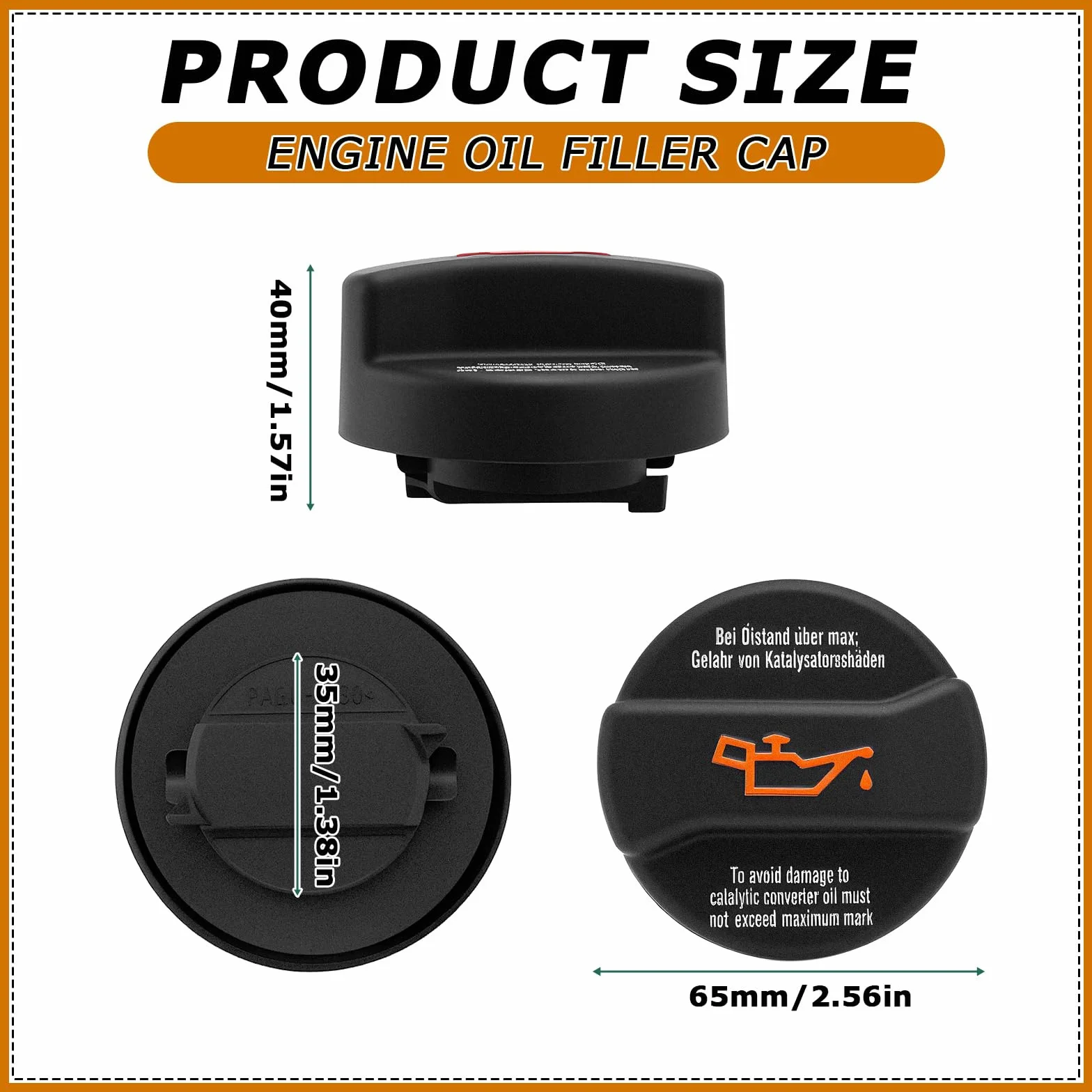 LPZMPZ Pokrywa do wlewu oleju z uszczelką 026103485A kompatybilna z VW Polo Golf Passat T4 T5 Caddy Bora Audi A1 A2 A3 A4 A6 A8 TT Seat Ibiza Leon Octavia Superb