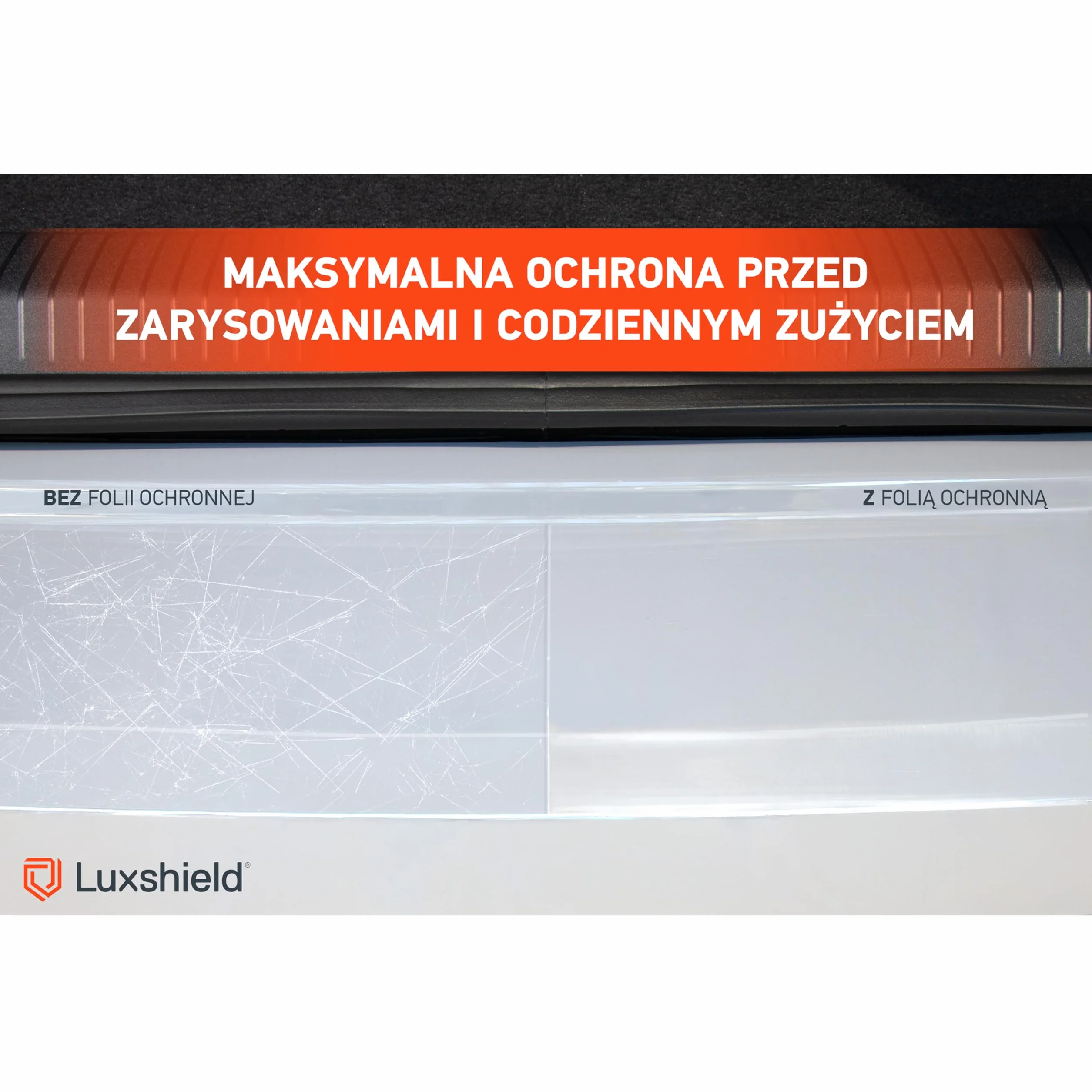 Luxshield folia ochronna na krawędź załadunkową kompatybilny z Audi Q6 SUV e-tron GF I 2024-2026 - ochrona przed zarysowaniami, folia ochronna na lakier - przezroczysty błyszczący
