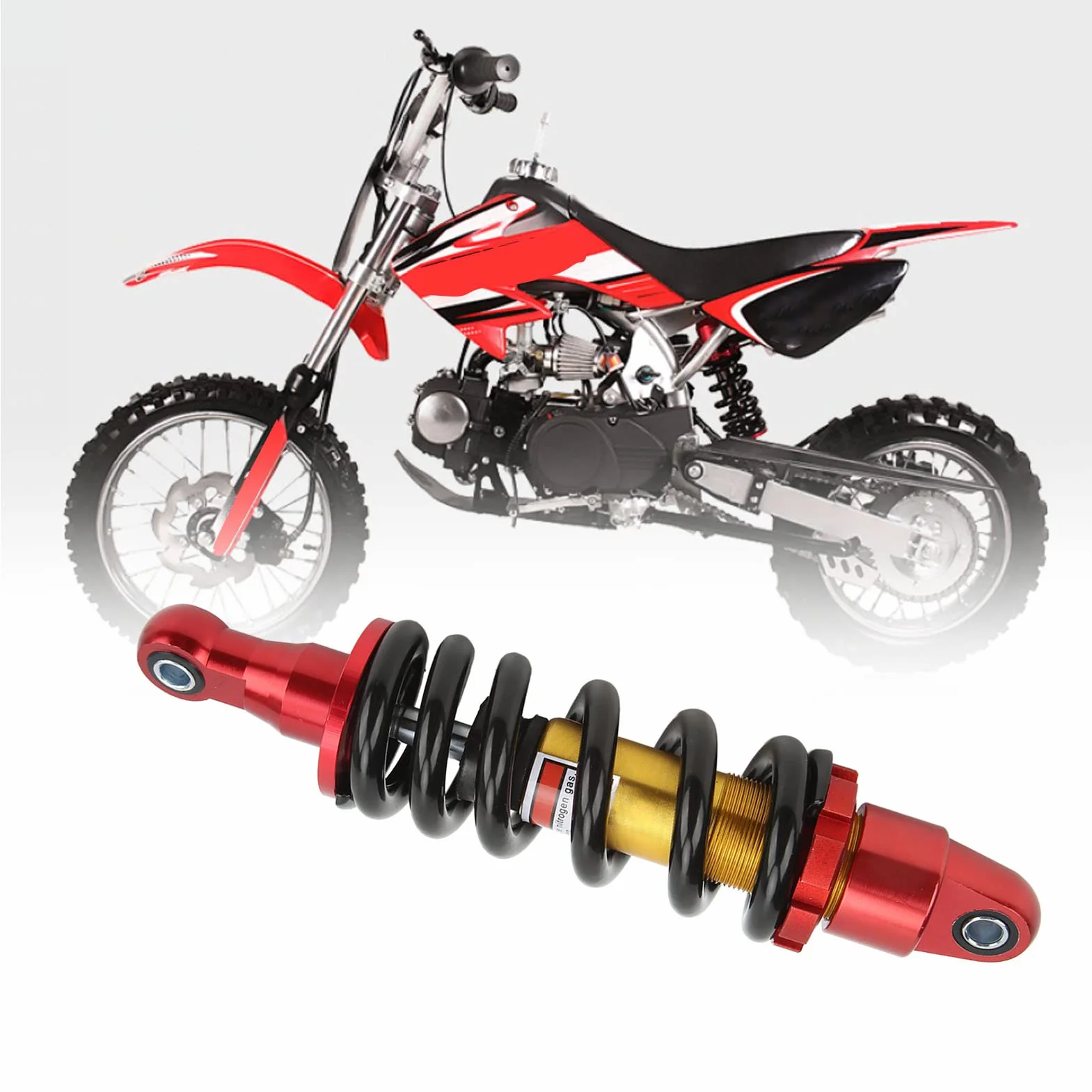 Aramox Amortyzator motocyklowy, 270mm Amortyzator tylny 11mm Regulowany amortyzator sprężynowy Uniwersalny do motocykli, quadów, quadów, skuterów