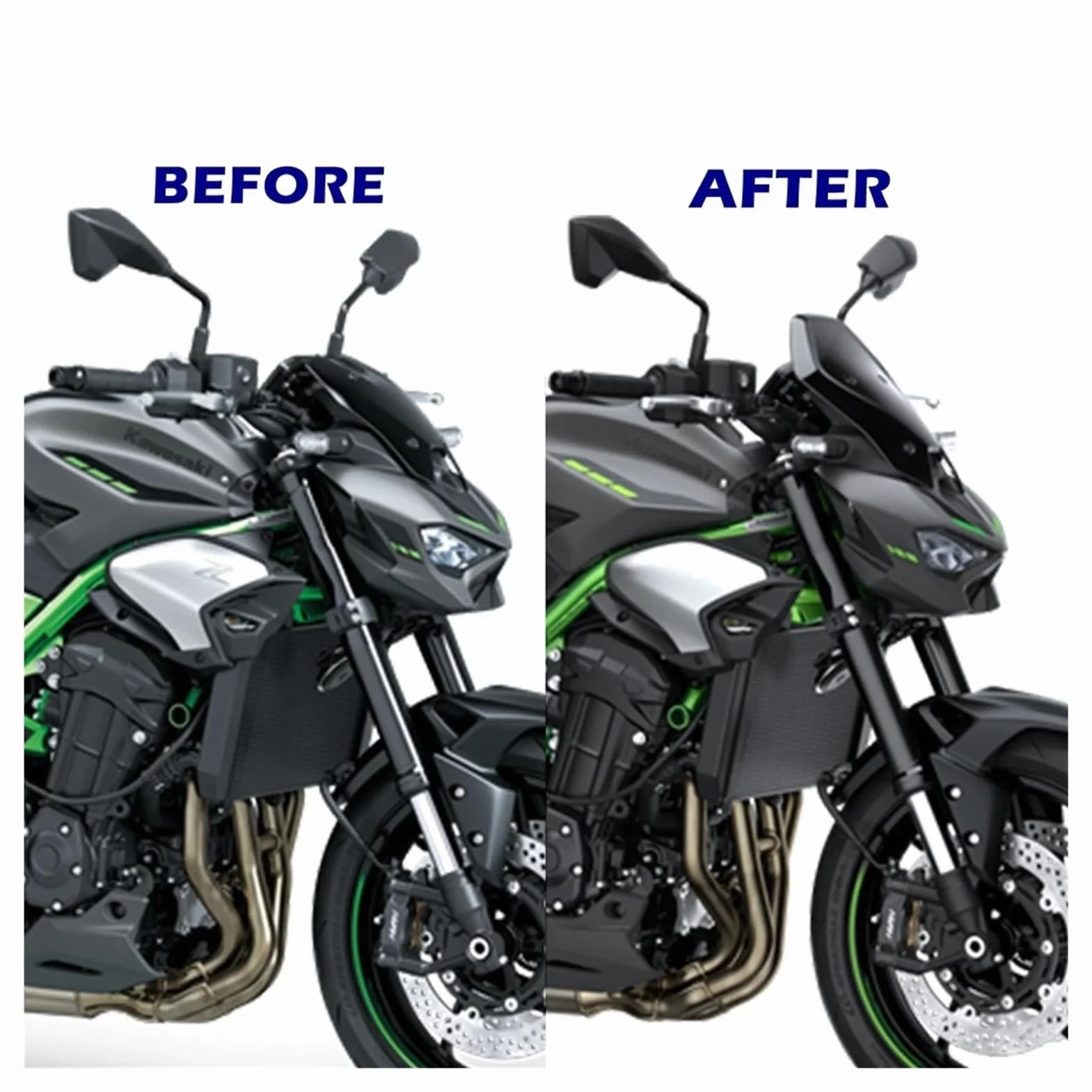 Duża i wysoka osłona przedniej szyby kompatybilna z Kawasaki Z900 ABS Z 900 SE ABS 2025, osłona przedniej szyby motocykla Touring (lekki dym)