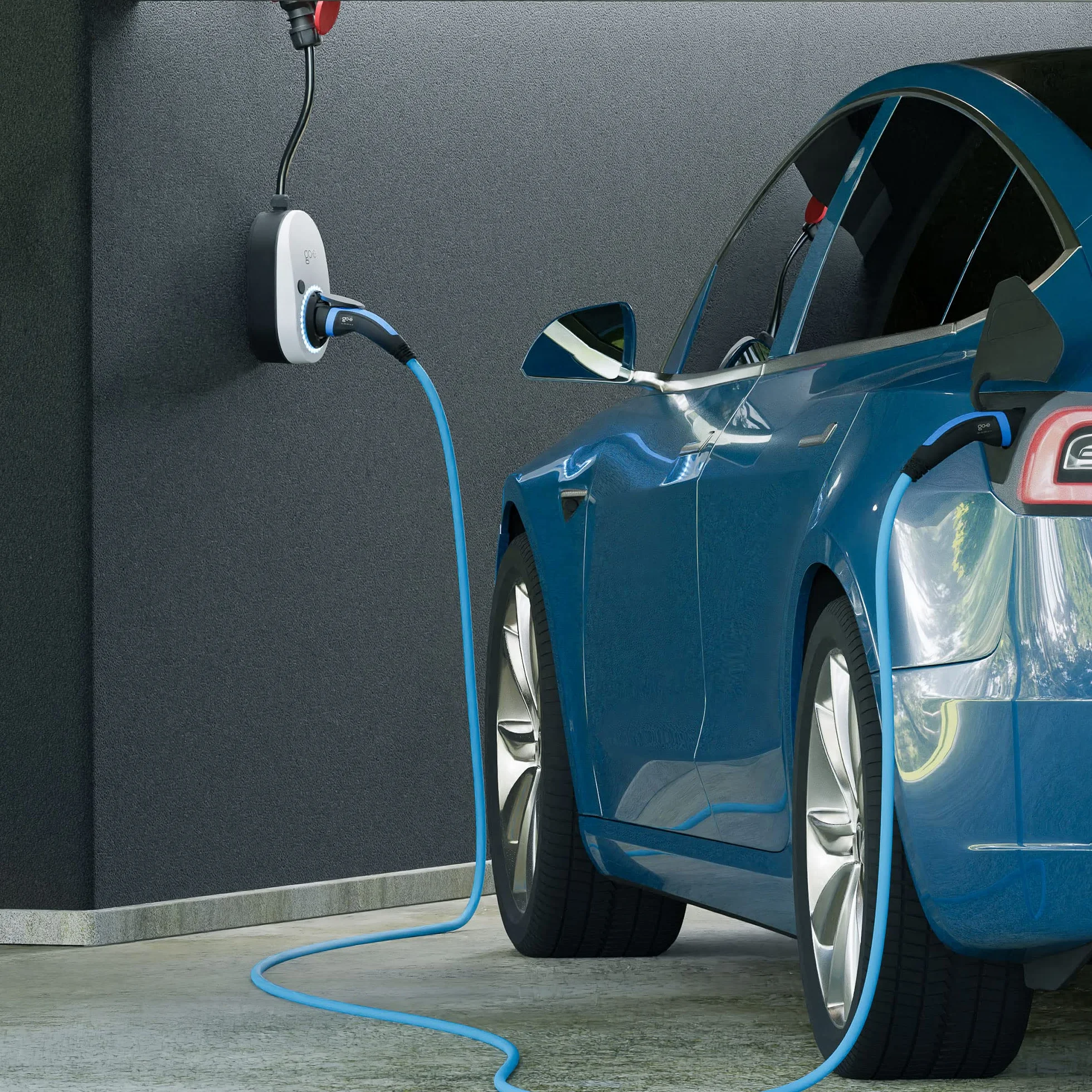 go-e Gemini flex 11 kW Ładowarka stacjonarna i mobilna wtyczka CEE czerwona gniazdo 16 A typ 2 WLAN RFID App
