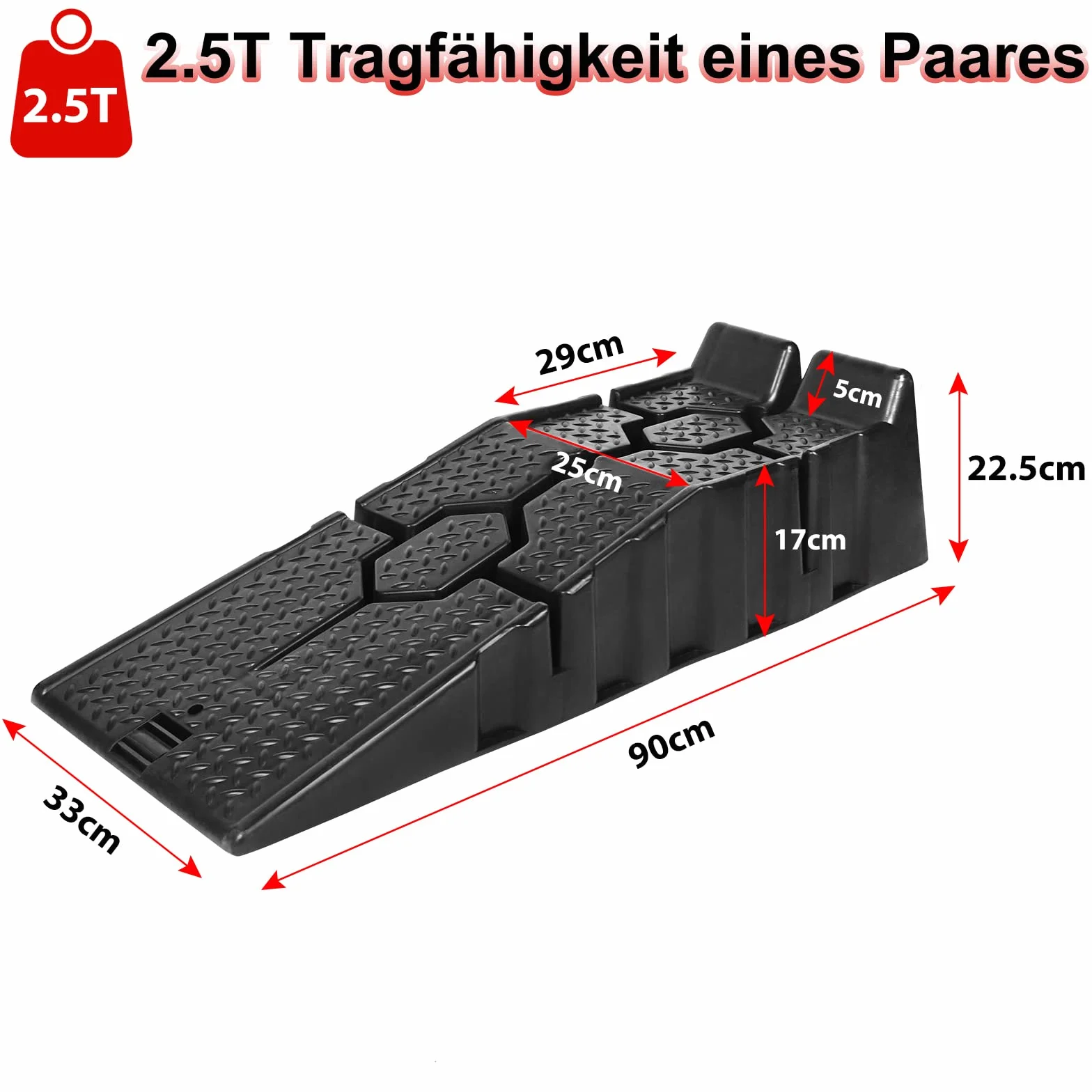 Aufun Zestaw ramp samochodowych ładowność 2,5 t szerokość 330 mm z zabezpieczeniem przed najechaniem
