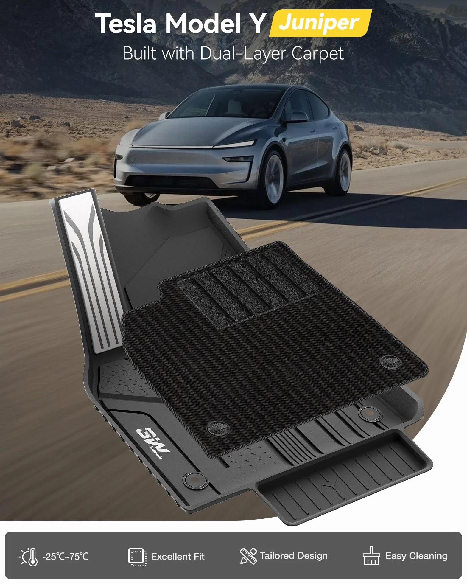 Dywaniki Samochodowe TPE Wodoodporne dla Tesla Model Y Juniper 2025 2026 Pełen Zestaw 9 Sztuk