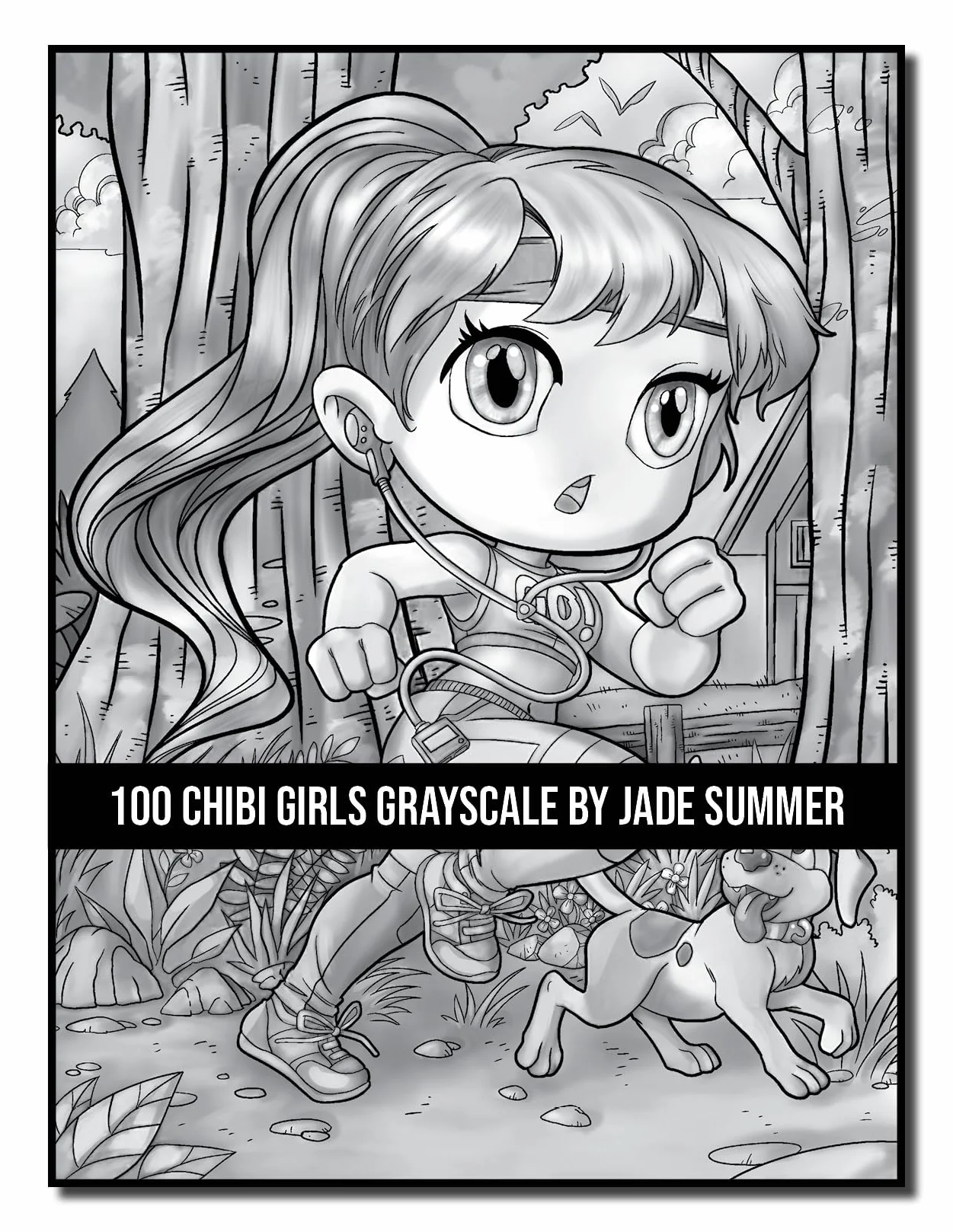 100 Chibi Girls Grayscale: An Adult Coloring Book Collection with Cute Girls, Fantasy, Horror, Christmas, and More!