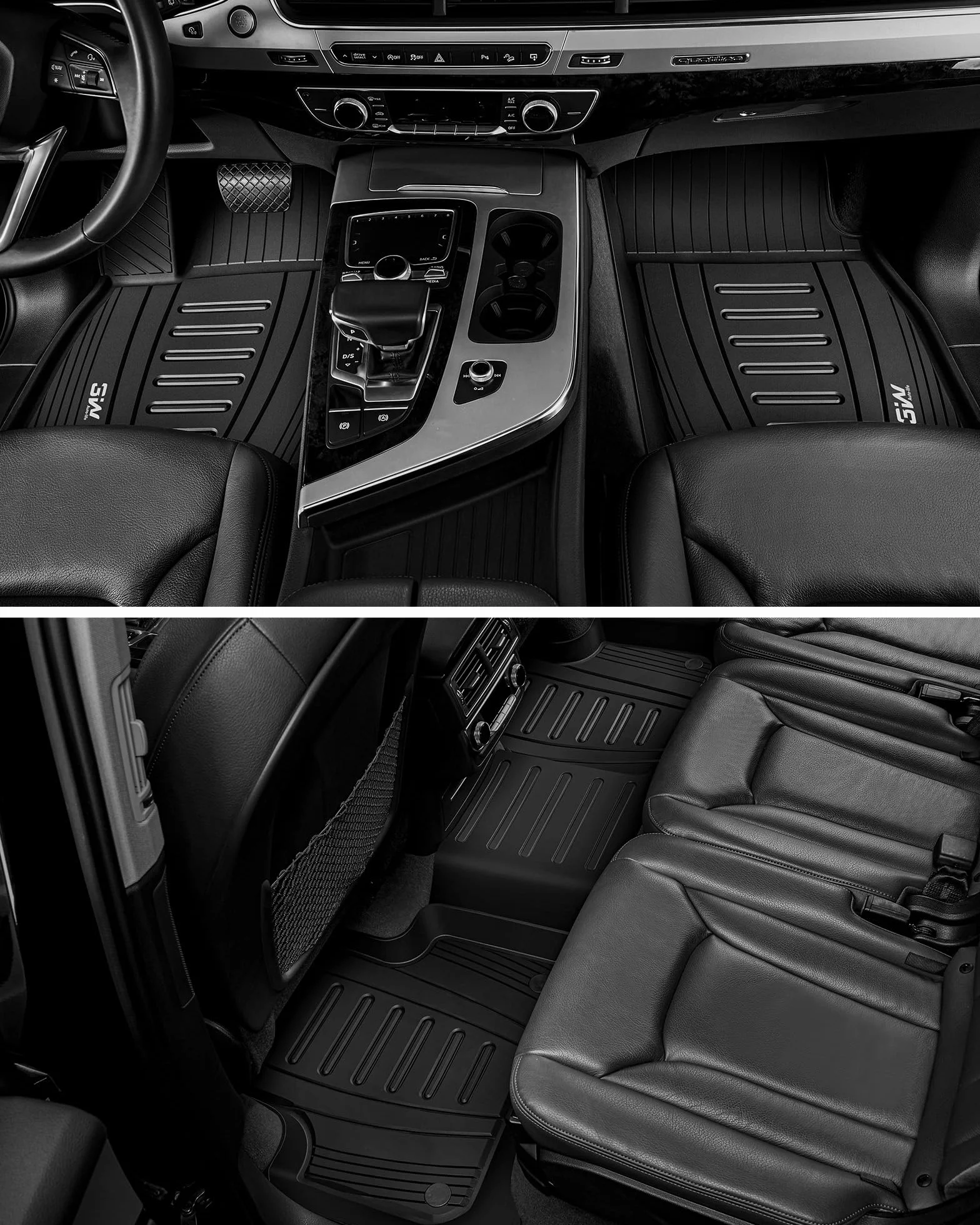 3W Dywaniki Samochodowe dla AUDI Q7 4M 2016-2025/Q8 2019-2025, Dywany z TPE Samochodu Antypoślizgowe i Wodoodporne, Dywaniki Podłogowe dla AUDI Premium