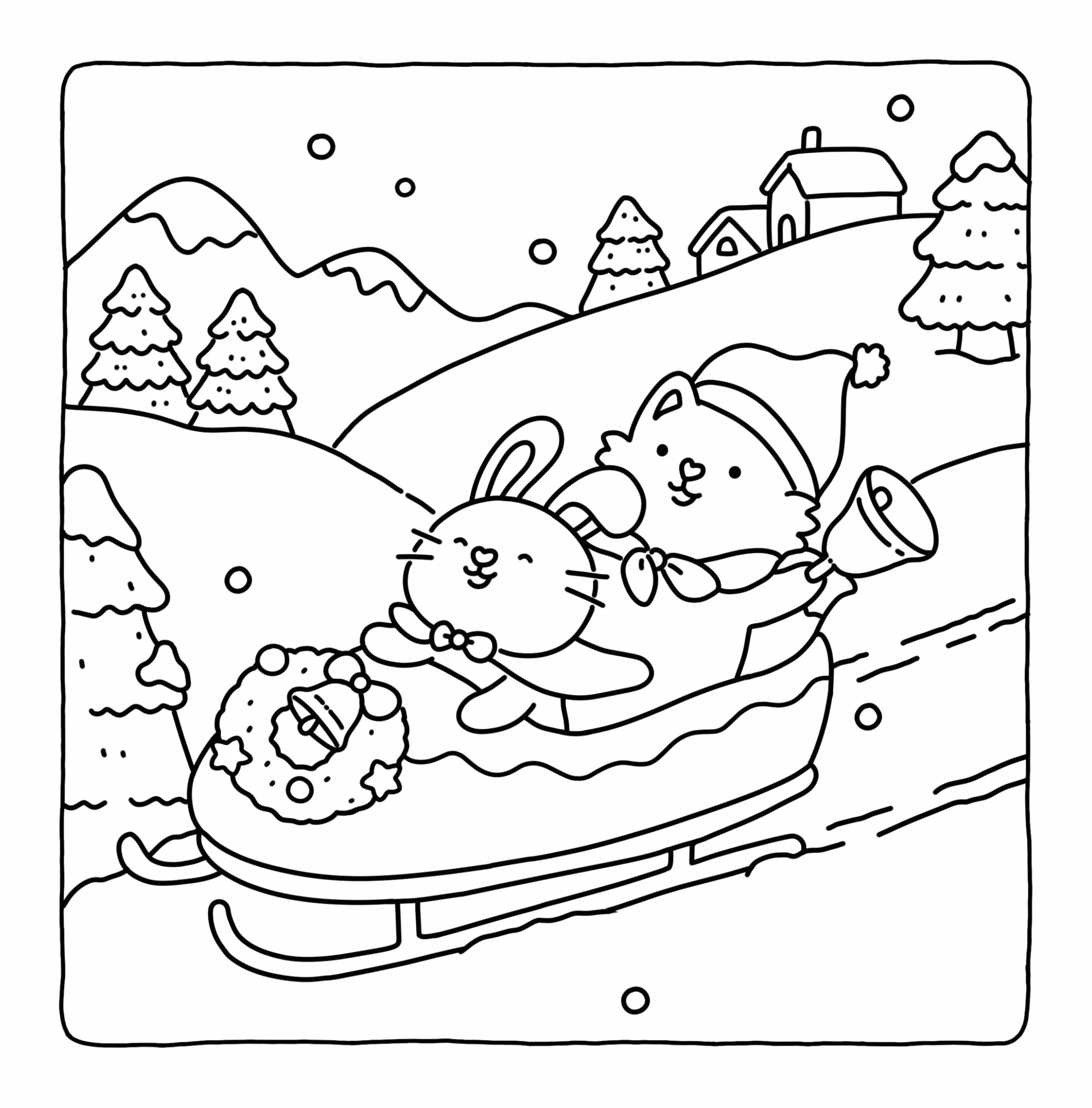 Fuzzy Hygge: Christmas Vibes Coloring Book for Adults & Teens Featuring Cozy Festive Holiday Winter Scenes with Adorable Animals Characters