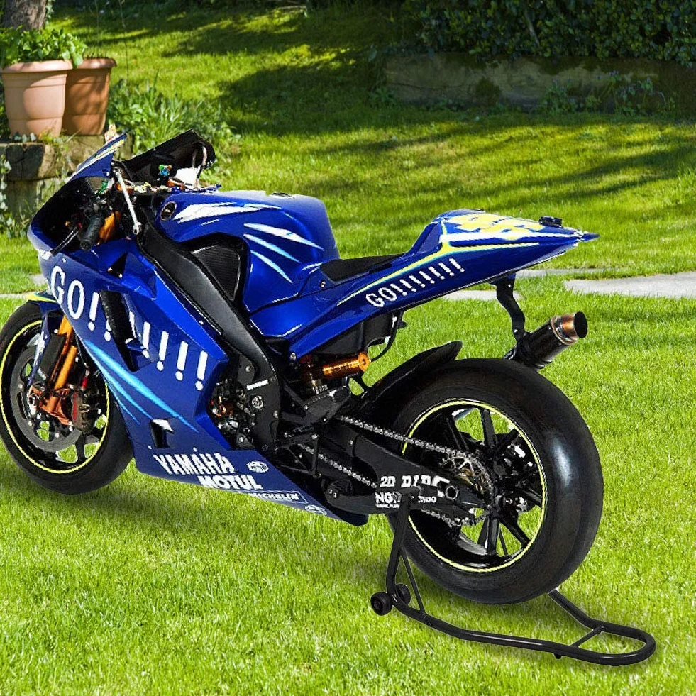 COSTWAY Stojak motocyklowy, tylny, podnośnik do motocyklu, regulowana szerokość, pomoc w montażu, na koła (czarny)