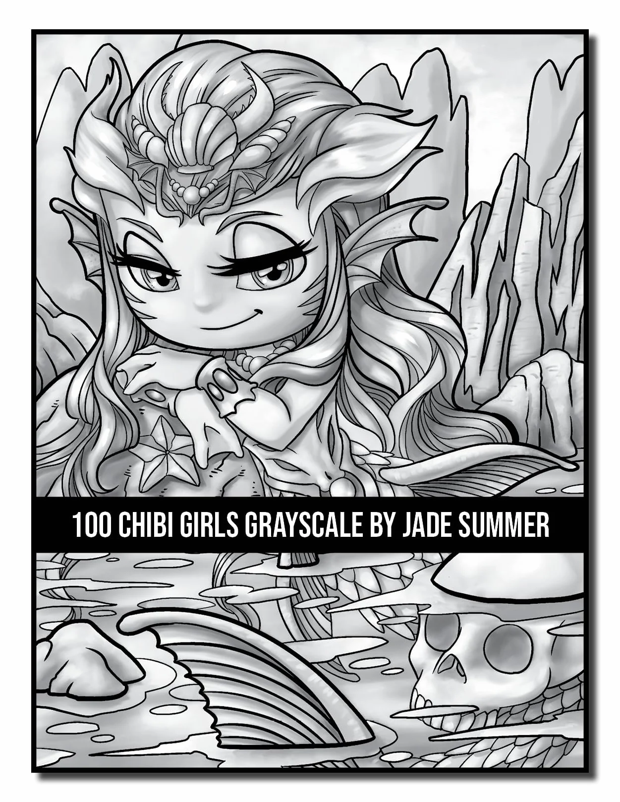 100 Chibi Girls Grayscale: An Adult Coloring Book Collection with Cute Girls, Fantasy, Horror, Christmas, and More!