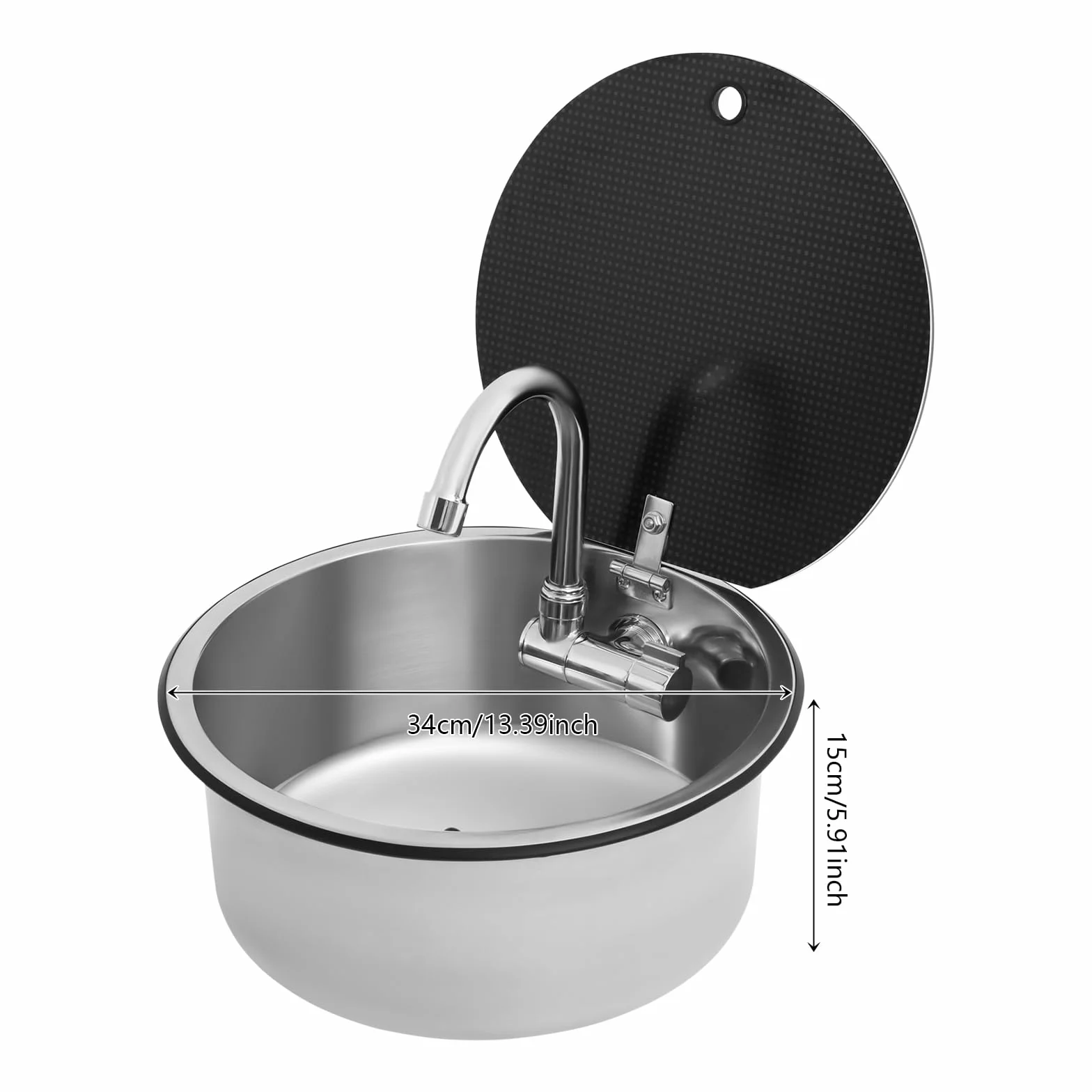 Zlewozmywak kuchenny do campingu na przyczepy kempingowe, zlewozmywak do RV, mobilny zlewozmywak z ciepłym i zimnym kranem dla przyczep kempingowych, łodzi i camperów, 34 × 15 cm