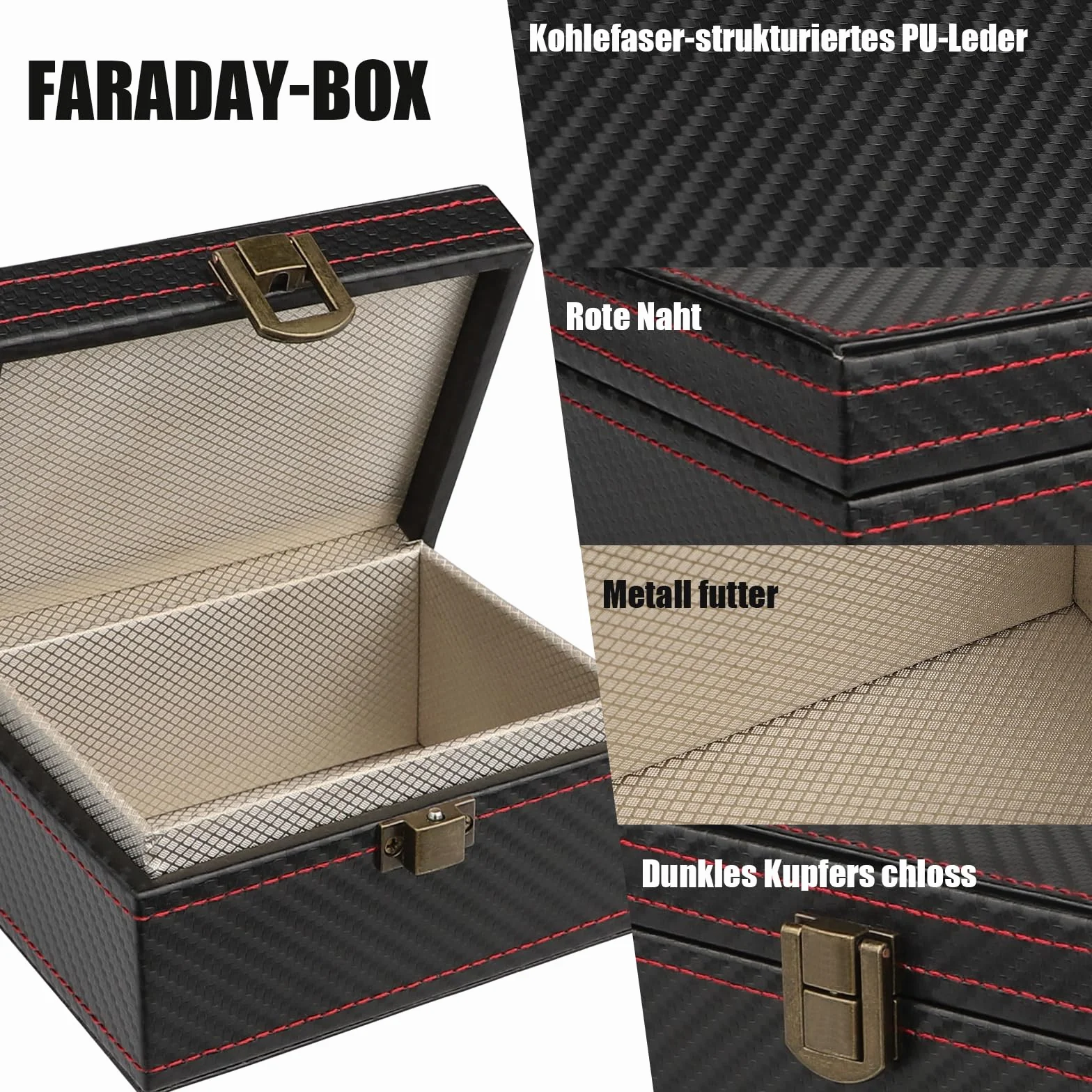 Diyife Faraday Box Keyless Go etui ochronne na kluczyki samochodowe, skóra, pudełko blokujące sygnał RFID 11,7 x 9,2 x 6,4 cm