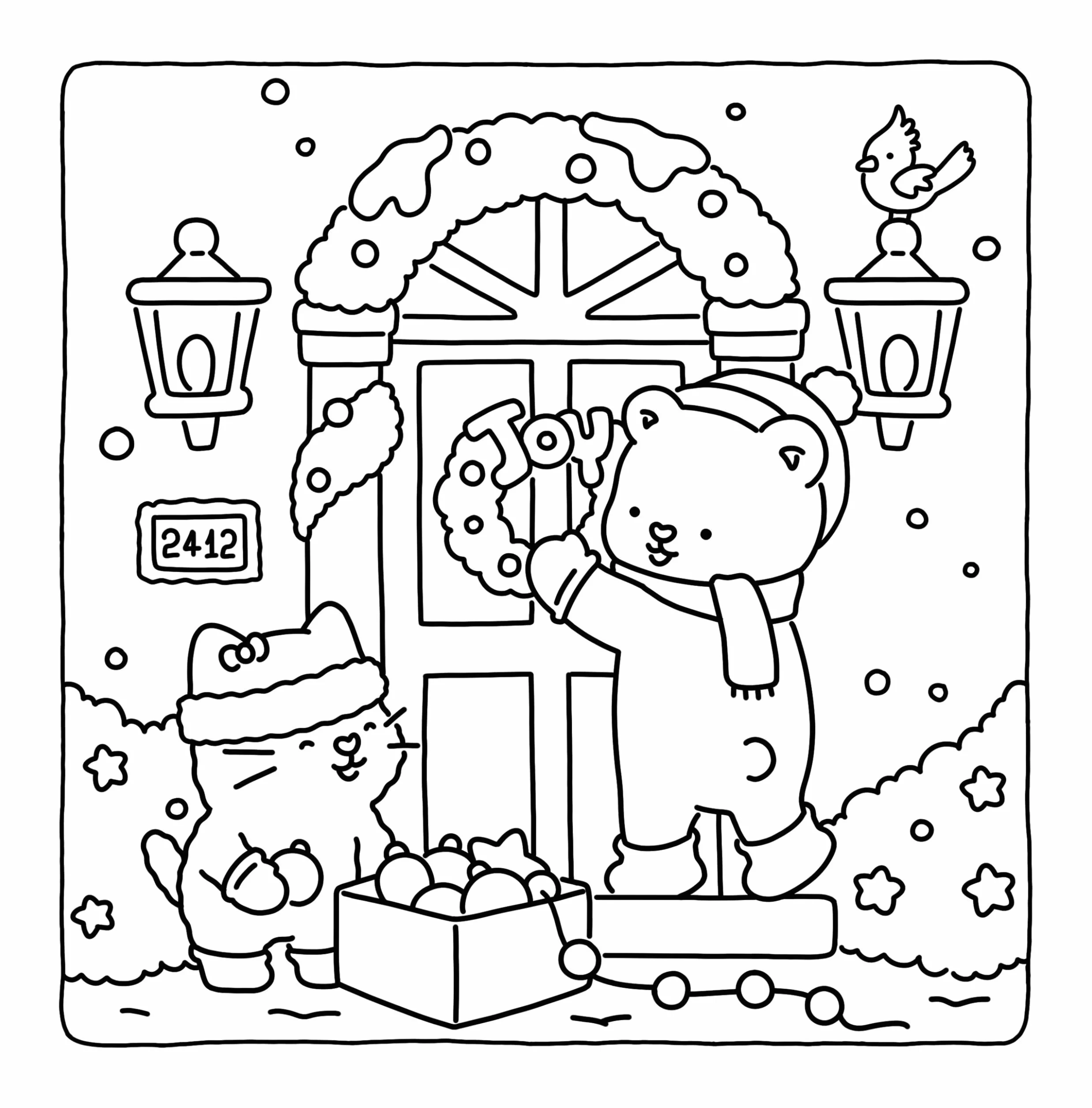 Fuzzy Hygge: Christmas Vibes Coloring Book for Adults & Teens Featuring Cozy Festive Holiday Winter Scenes with Adorable Animals Characters