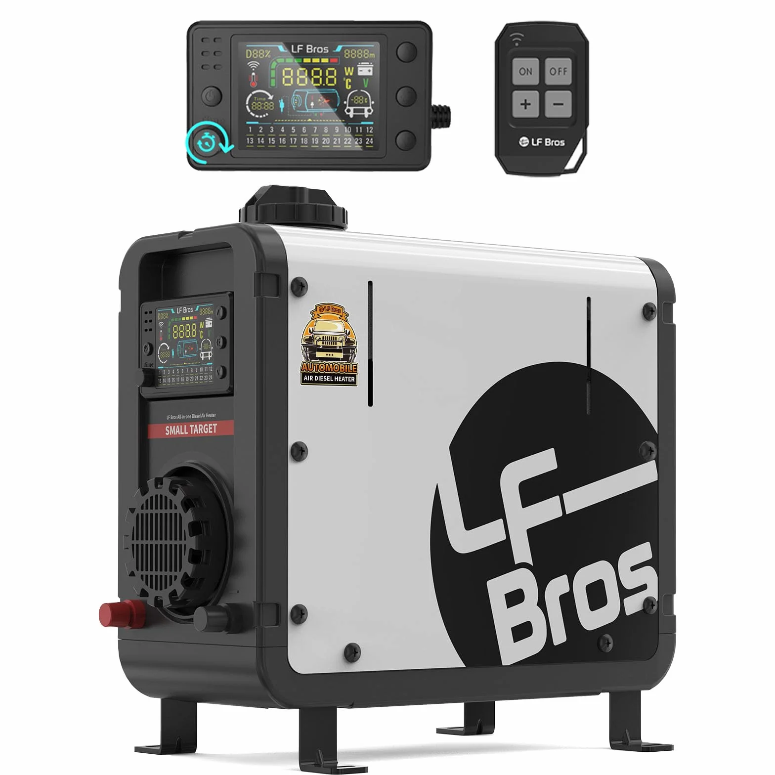 LF Bros 12V/24V/220V Przenośny Grzejnik Diesla, Ogrzewanie Powietrza Parkingowego 5kw z Zegarem LCD Przełącznik dla Kampera, Ciężarówki, Namiotu, Garażu (Biały), LFHT2303