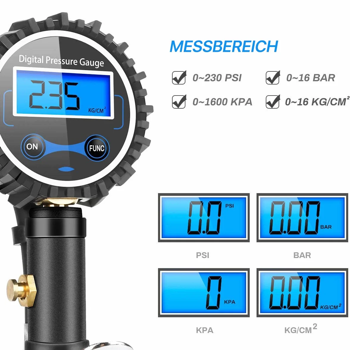 Cyfrowy miernik ciśnienia w oponach 200 psi z ekranem LCD