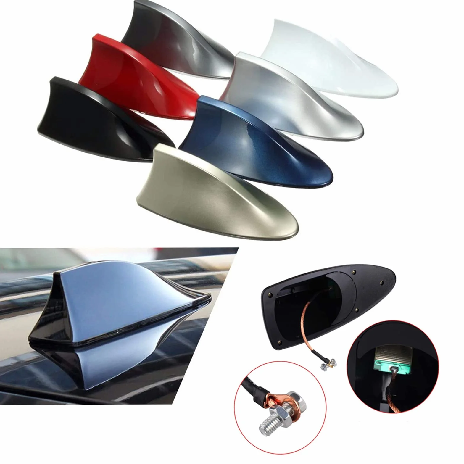 Generico Antena samochodowa płetwa rekina, sygnał radiowy FM/AM, antena dachowa, dla Renault Koleos Twingo Scenic Megane Fluenec Latitude Clio 1 2 3 4