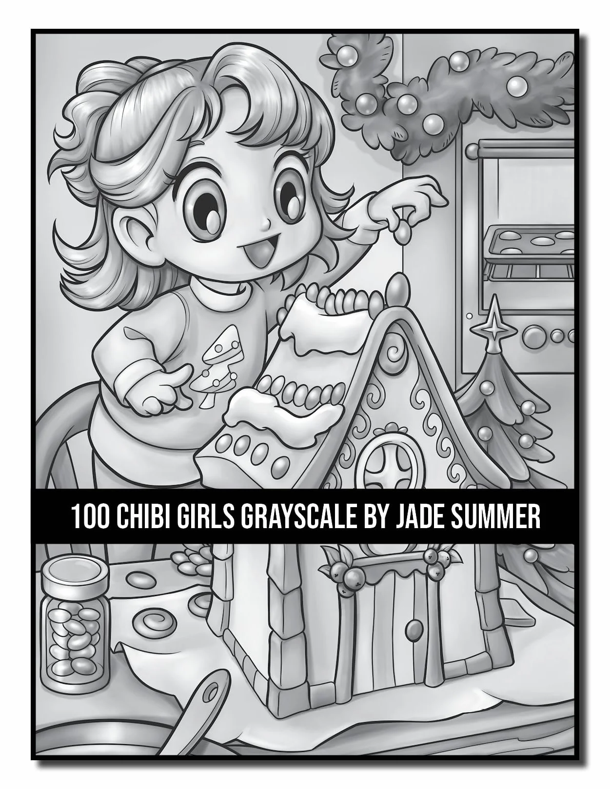 100 Chibi Girls Grayscale: An Adult Coloring Book Collection with Cute Girls, Fantasy, Horror, Christmas, and More!