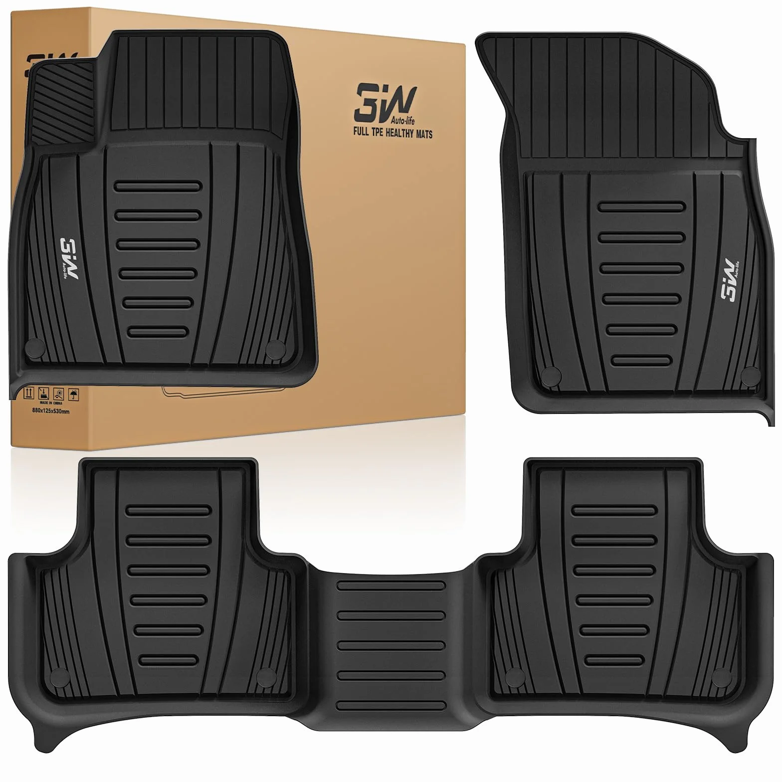 3W Dywaniki Samochodowe dla AUDI Q7 4M 2016-2025/Q8 2019-2025, Dywany z TPE Samochodu Antypoślizgowe i Wodoodporne, Dywaniki Podłogowe dla AUDI Premium