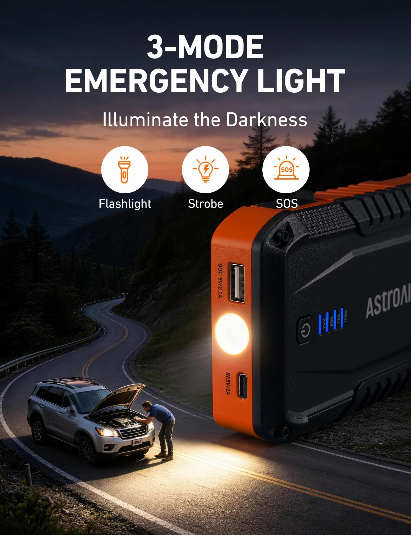 AstroAI S8 Samochodowy rozrusznik wspomagający 6,0 l benzyny 3,0 l diesla 12 V przenośny powerbank