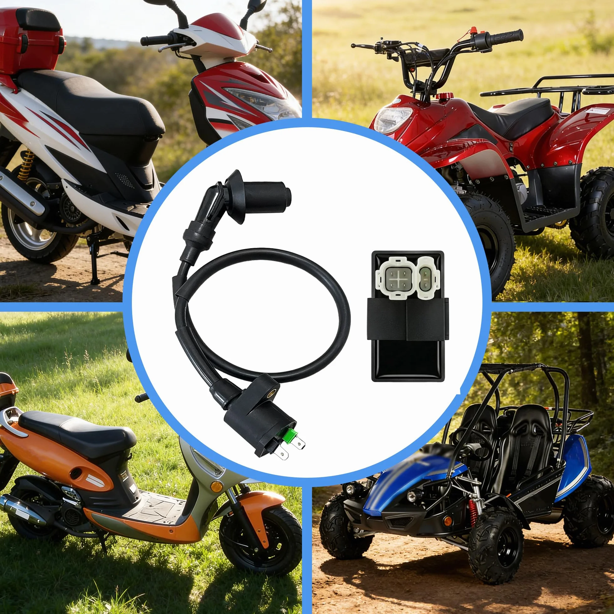 STRONGTHIUM Zestaw Zapłonowy AC CDI 6-pin Prąd Zmienny Cewka Zapłonowa do Skutera Romet Junak 50cc 125cc Router Barton Zipp Quad ATV Bashan GY6 4T 139QMB 157QMJ Silnik AC Only