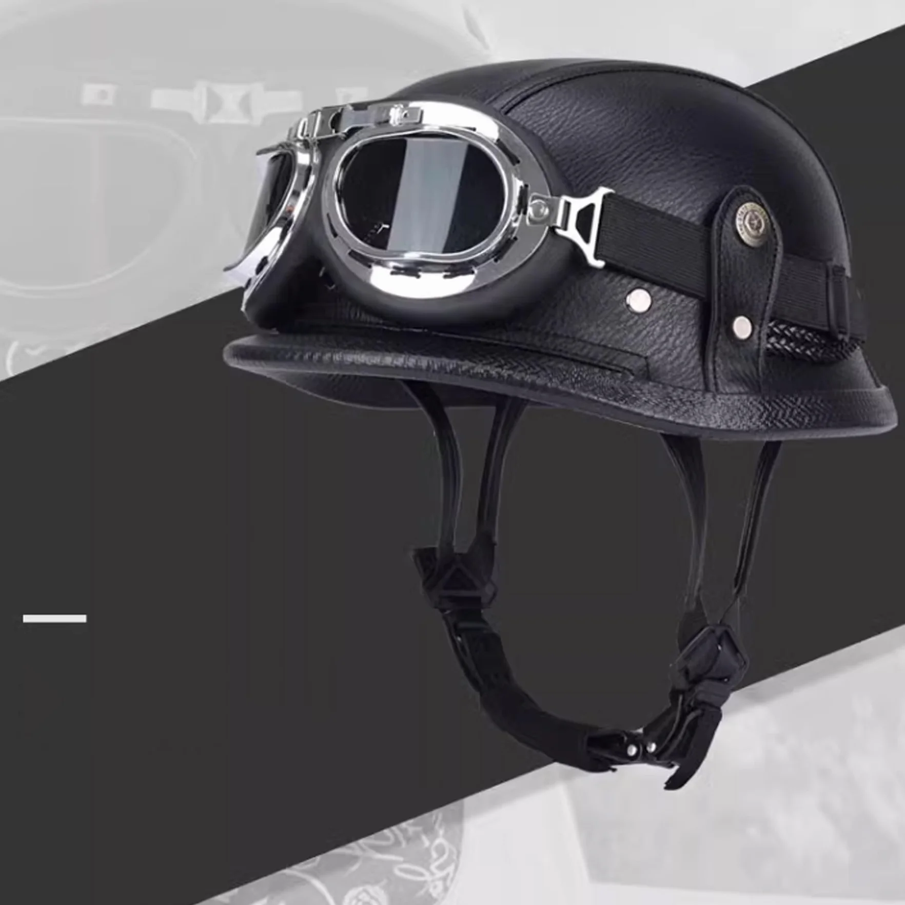 Kask motocyklowy Jet kask skuter, vintage retro kask skuter motocyklowy, z rękawiczkami +okulary, do motocykli i skuterów, retro kask motocyklowy skuter chopper dla dorosłych, mężczyzn i kobiet